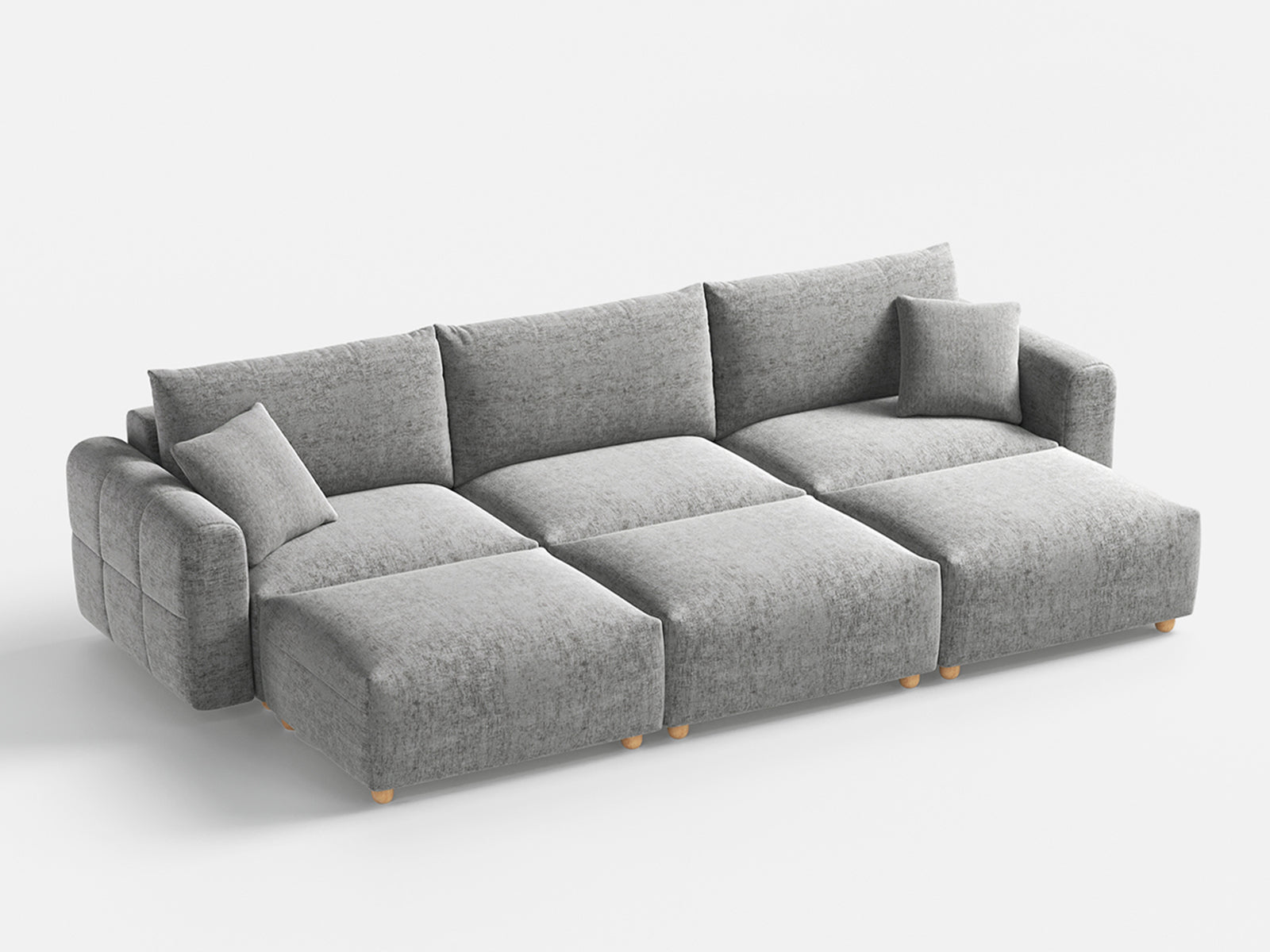 RUBIK L 3 Seats with 3 Ottomans
