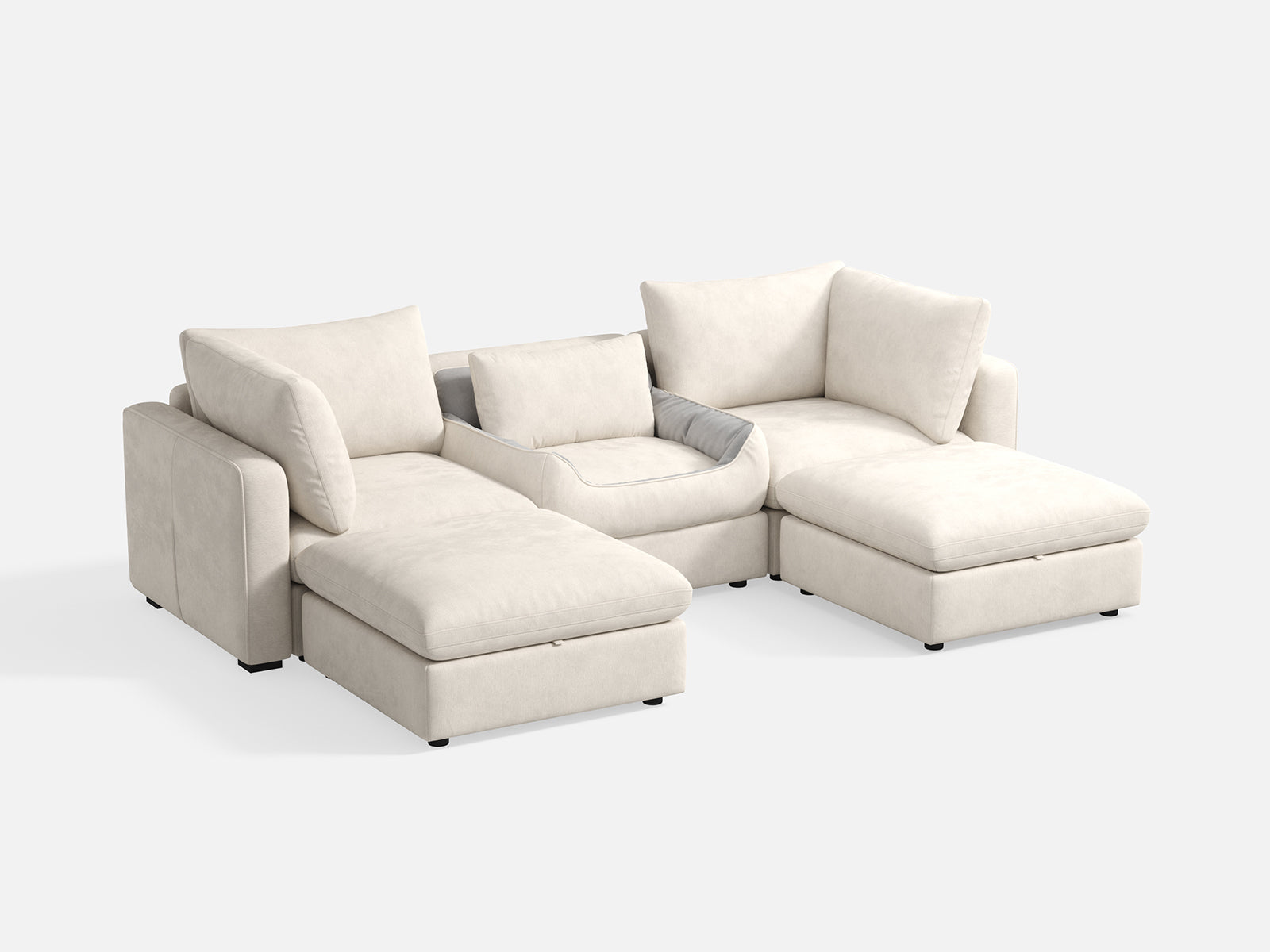 RUBIK V 3 Seats with 2 Ottomans & Pet Bed Module