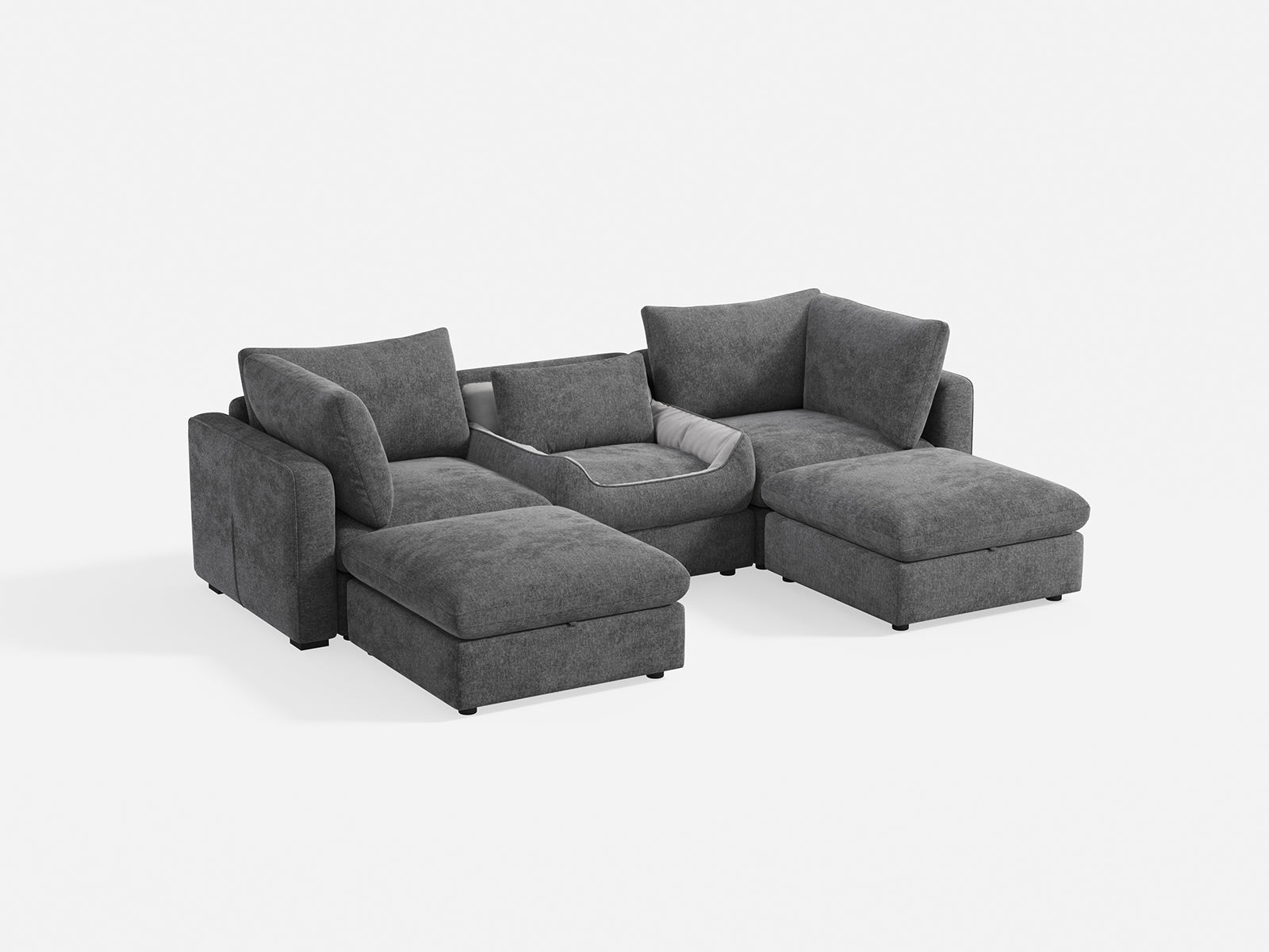 RUBIK V 3 Seats with 2 Ottomans & Pet Bed Module