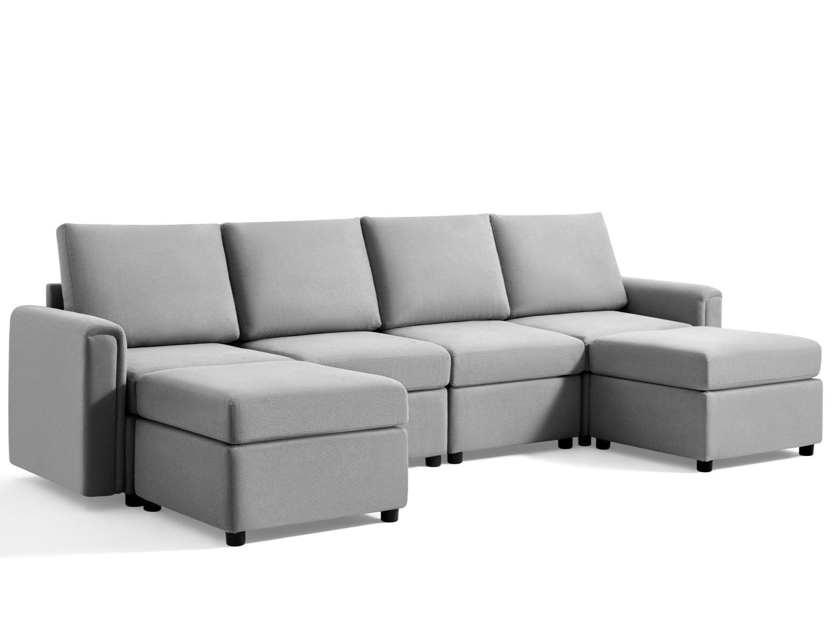 LINSY HOME RUBIK Modular Sectionals 4 Seats with 2 Ottomans