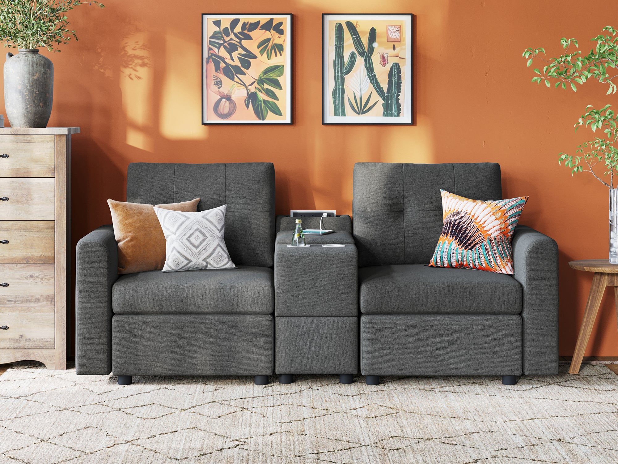 RUBIK III 2 Seats with Console - LINSY HOME