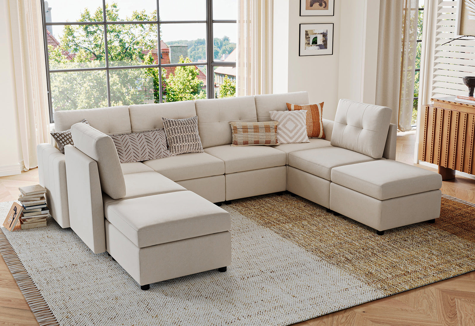 RUBIK III 6 Seats with 2 Ottomans - LINSY HOME