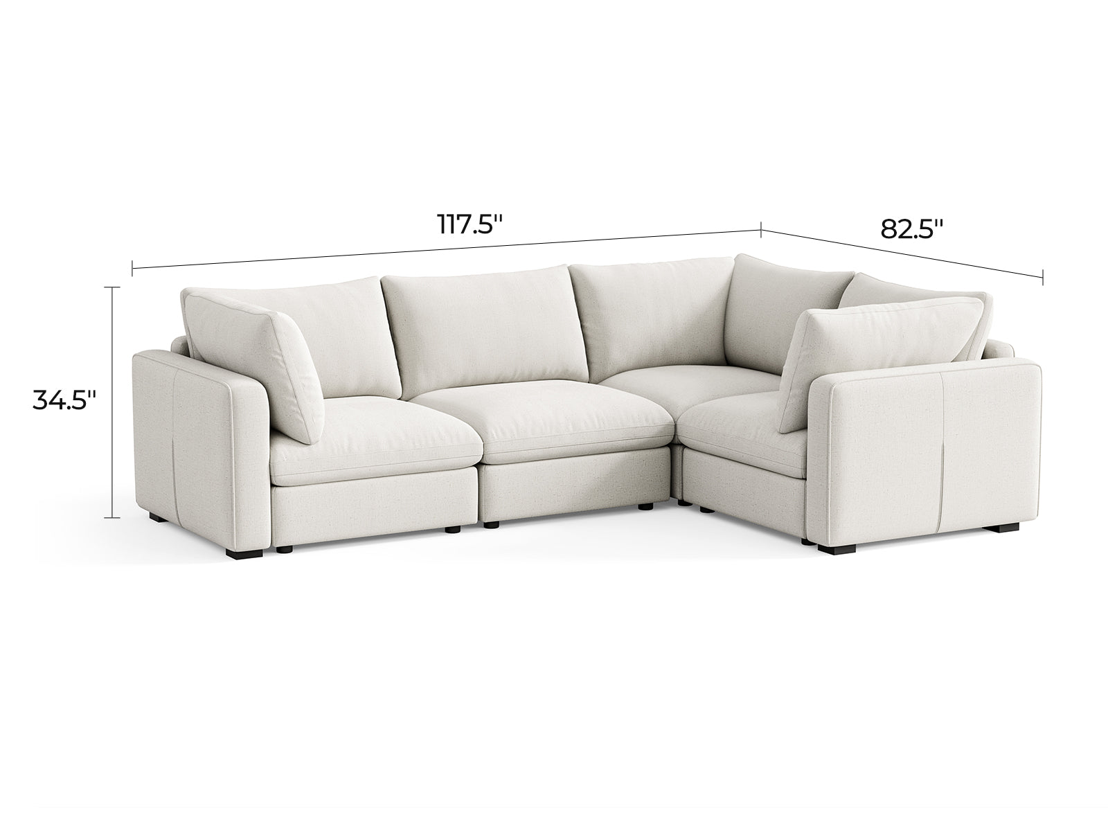 Rubik V Linen 3 Seats with Corner