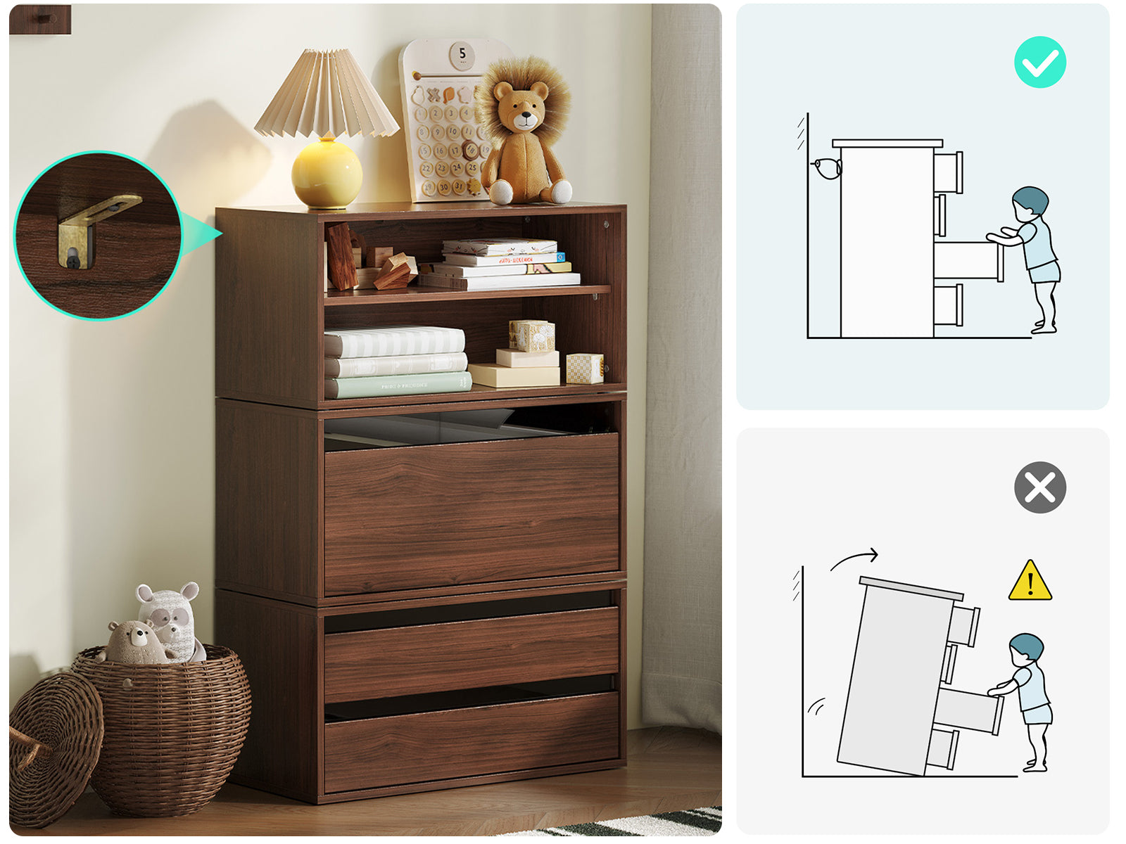 RUBIK III 5 Seats with Corner & 2 Ottomans & CABIK I Modular Storage Cabinet