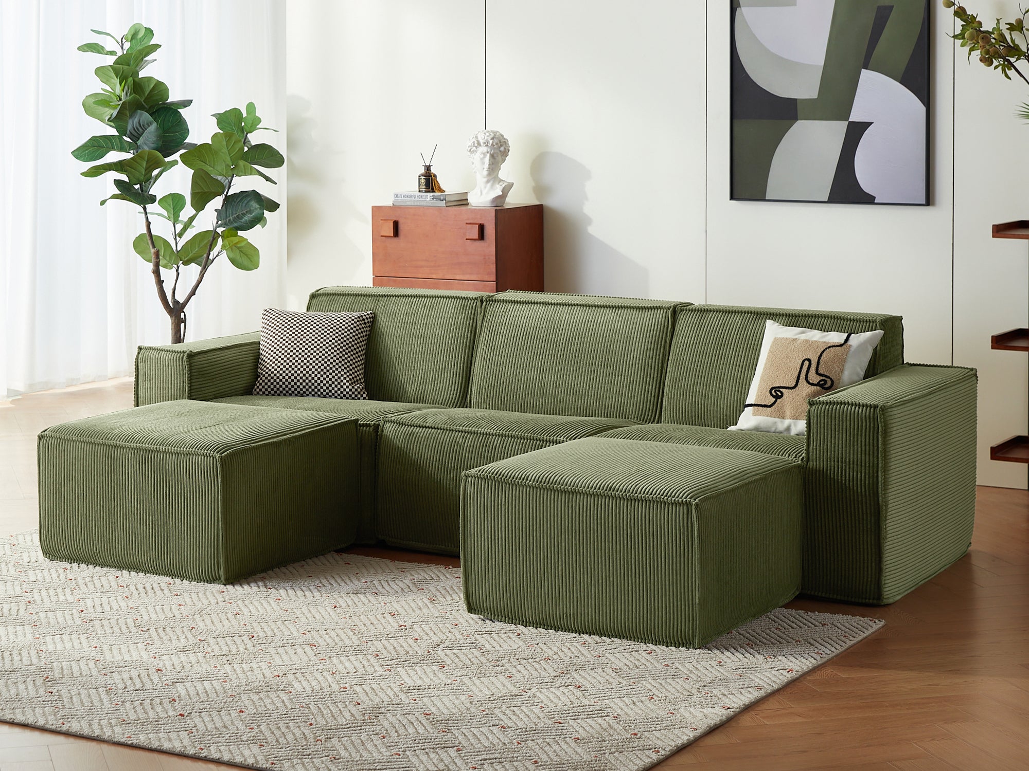 Pop-Seat 3 Seats with 2 Ottomans, Compressed Self-Inflating Foam Sofa - LINSY HOME