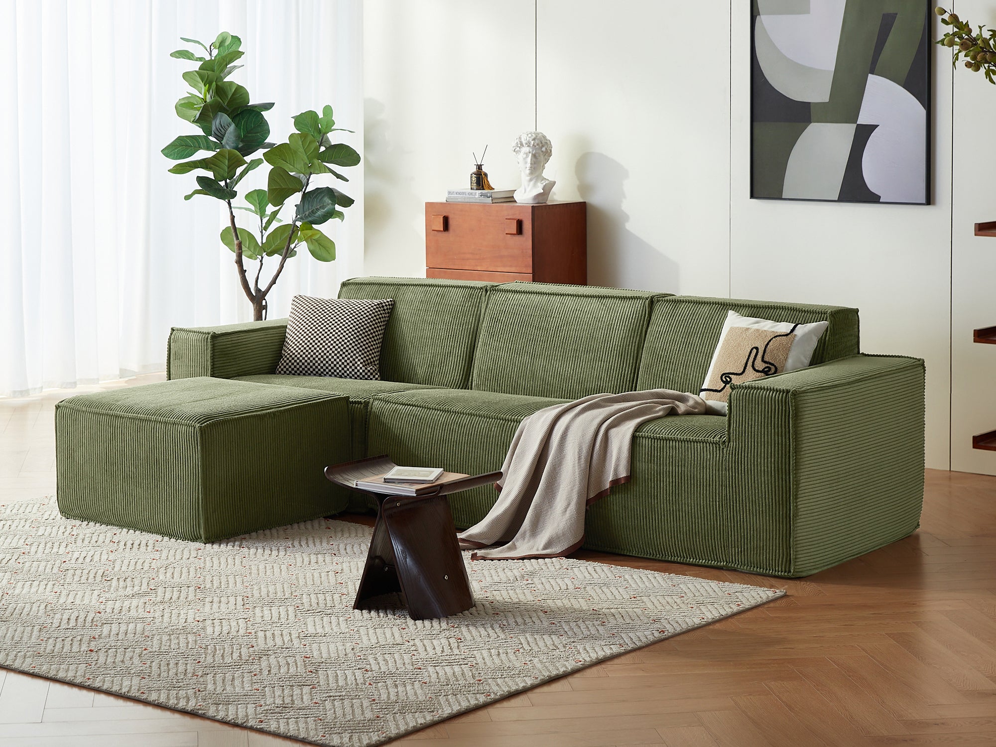 Pop-Seat 3 Seats with Ottoman, Compressed Self-Inflating Foam Sofa - LINSY HOME