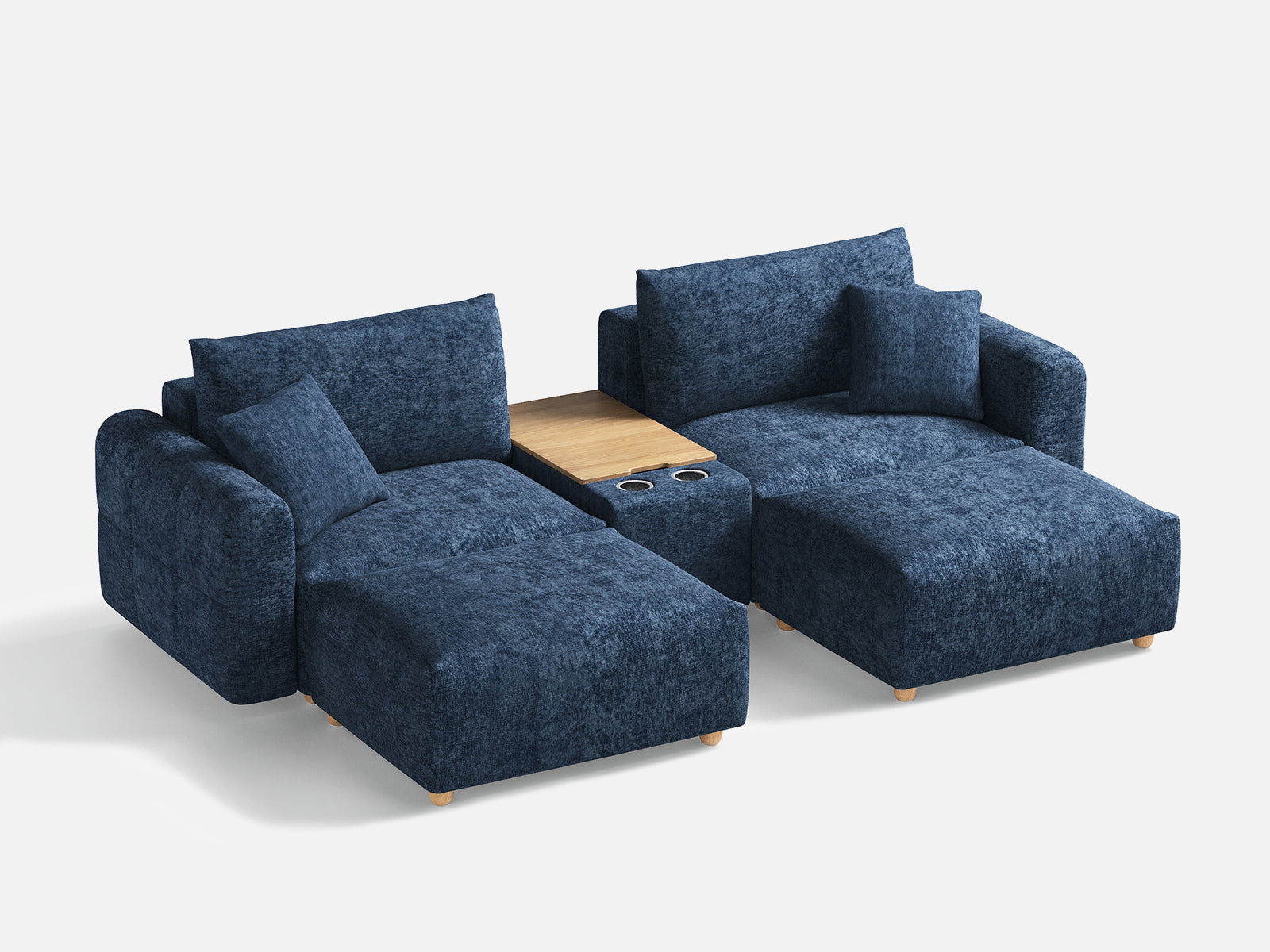 RUBIK L 2 Seats with 2 Ottomans & Console