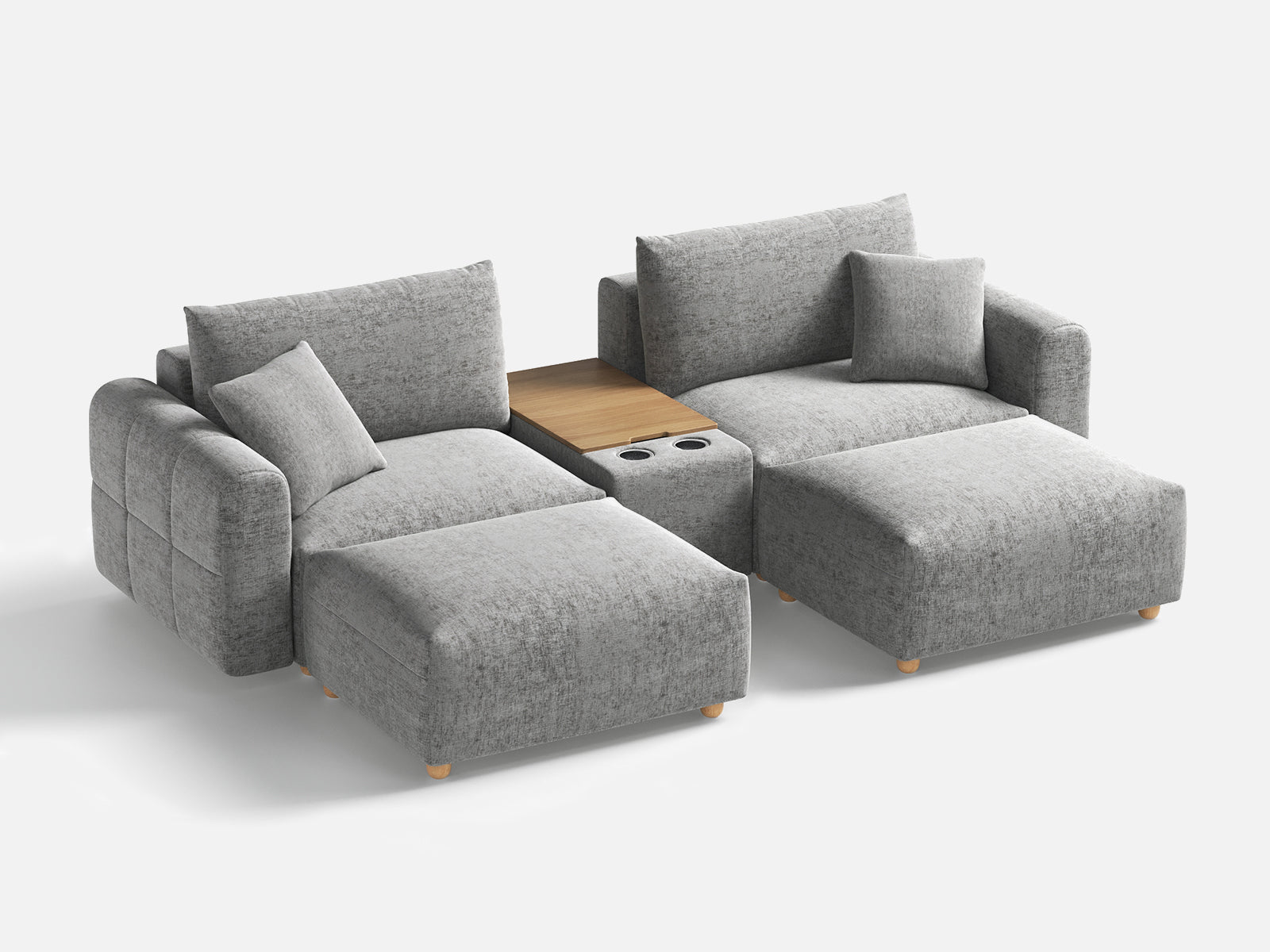 RUBIK L 2 Seats with 2 Ottomans & Console