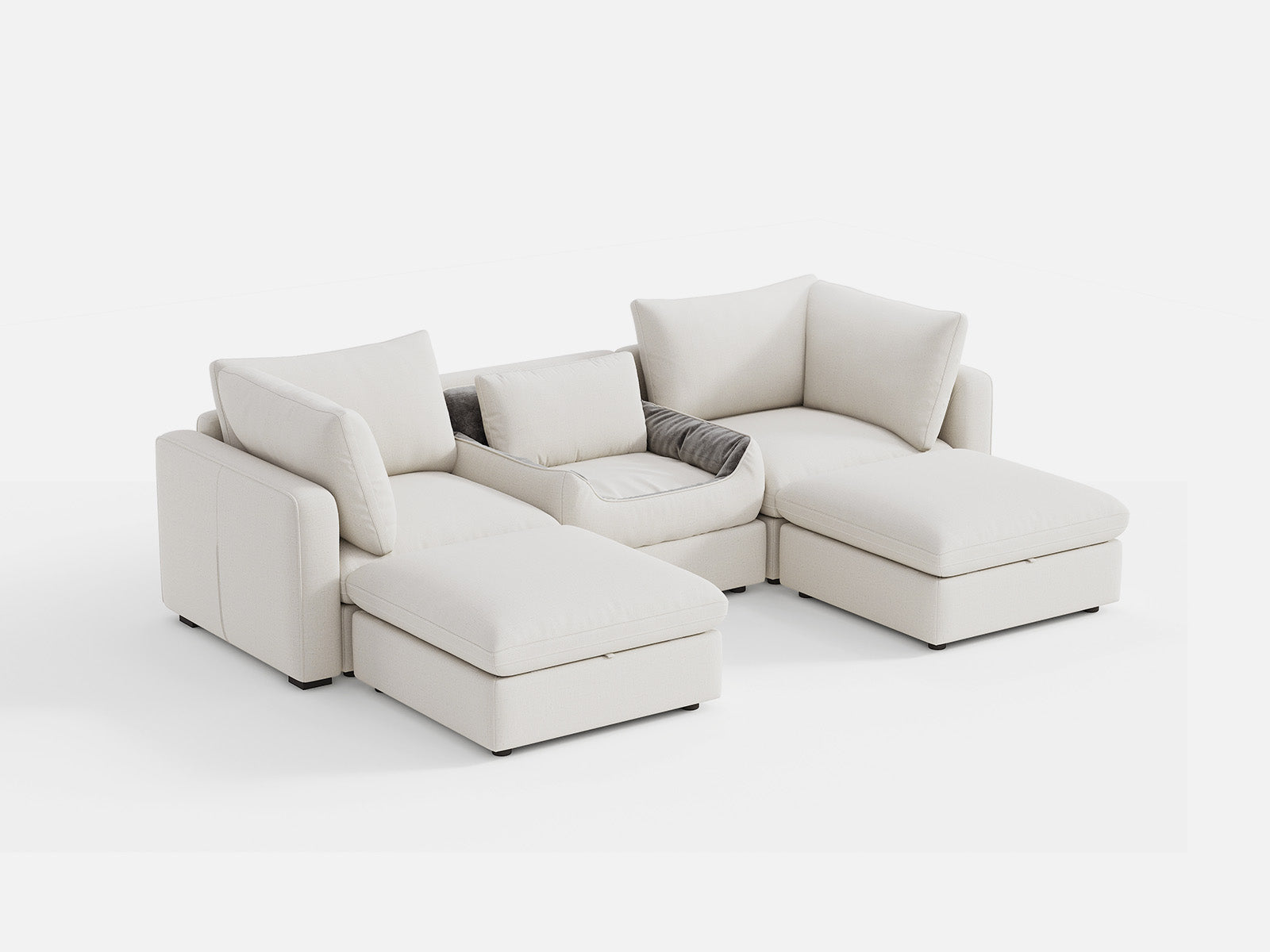 RUBIK V 3 Seats with 2 Ottomans & Pet Bed Module