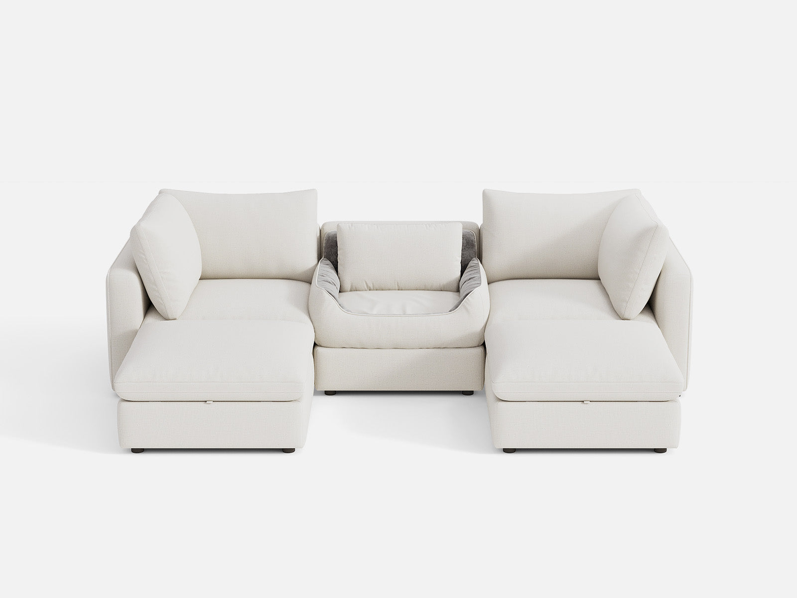 RUBIK V 3 Seats with 2 Ottomans & Pet Bed Module