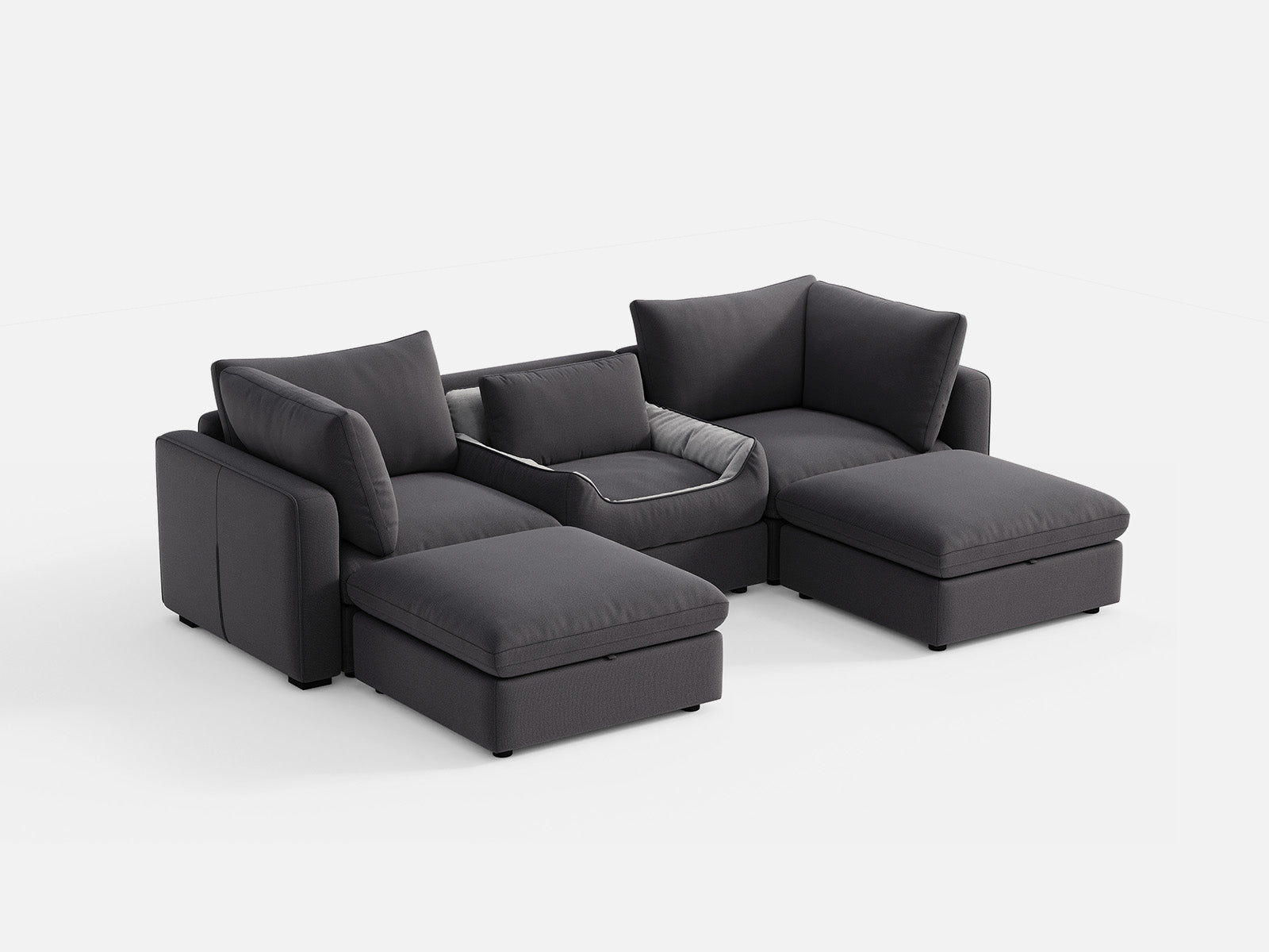 RUBIK V 3 Seats with 2 Ottomans & Pet Bed Module