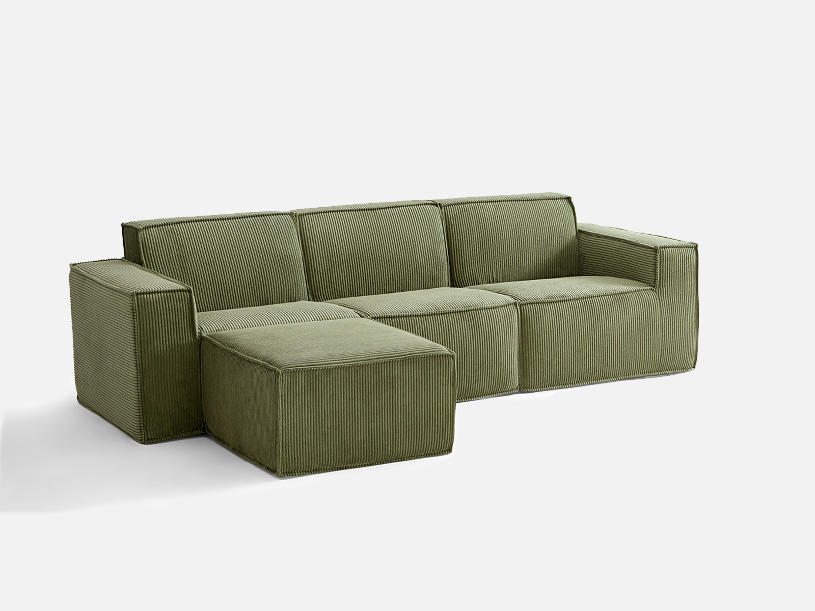 Pop-Seat 3 Seats with Ottoman, Compressed Self-Inflating Foam Sofa - LINSY HOME