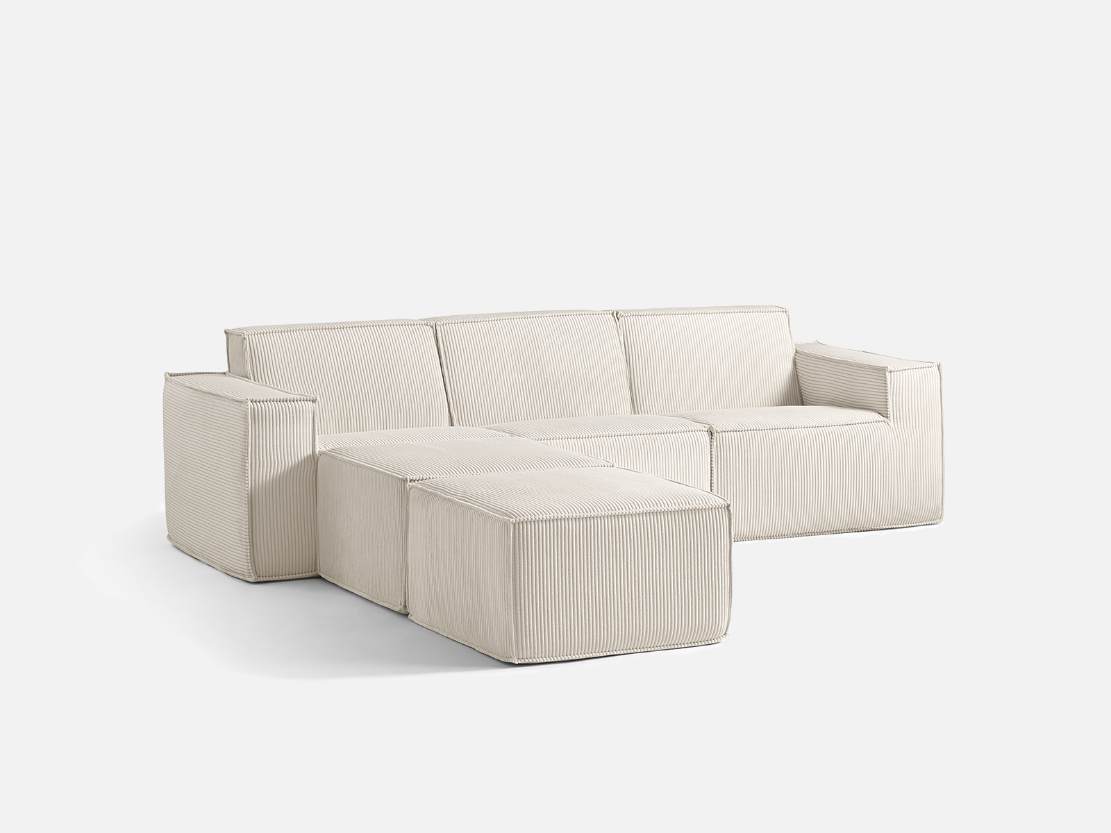 Pop-Seat 3 Seats with 2 Ottomans, Compressed Self-Inflating Foam Sofa - LINSY HOME