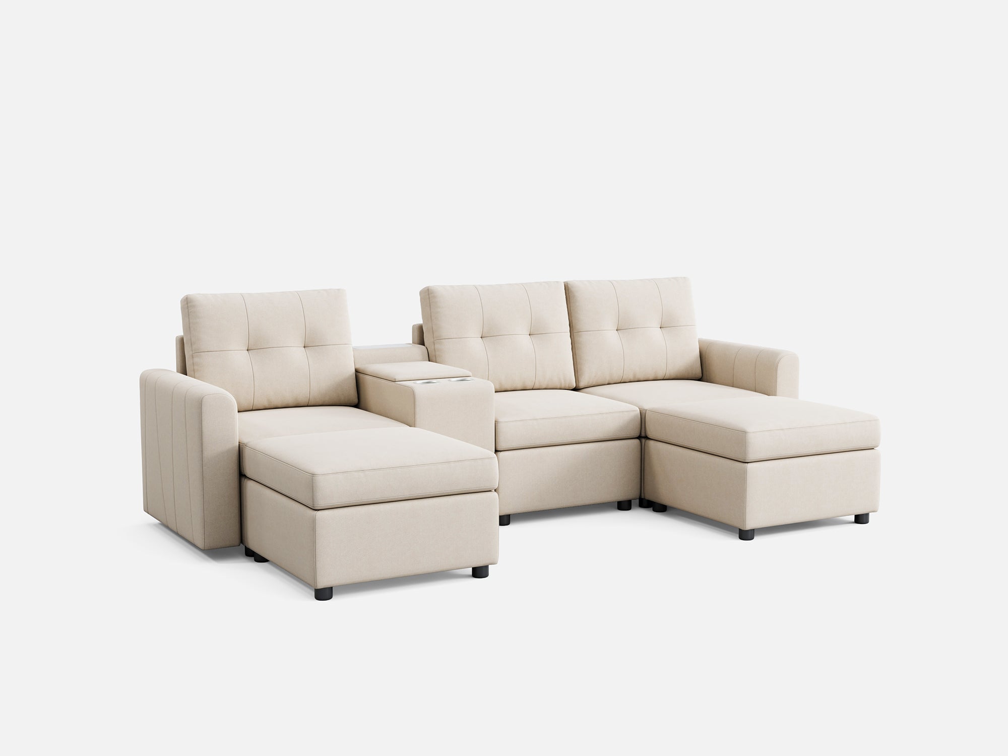 RUBIK III 3 Seats with 2 Ottomans & Console - LINSY HOME