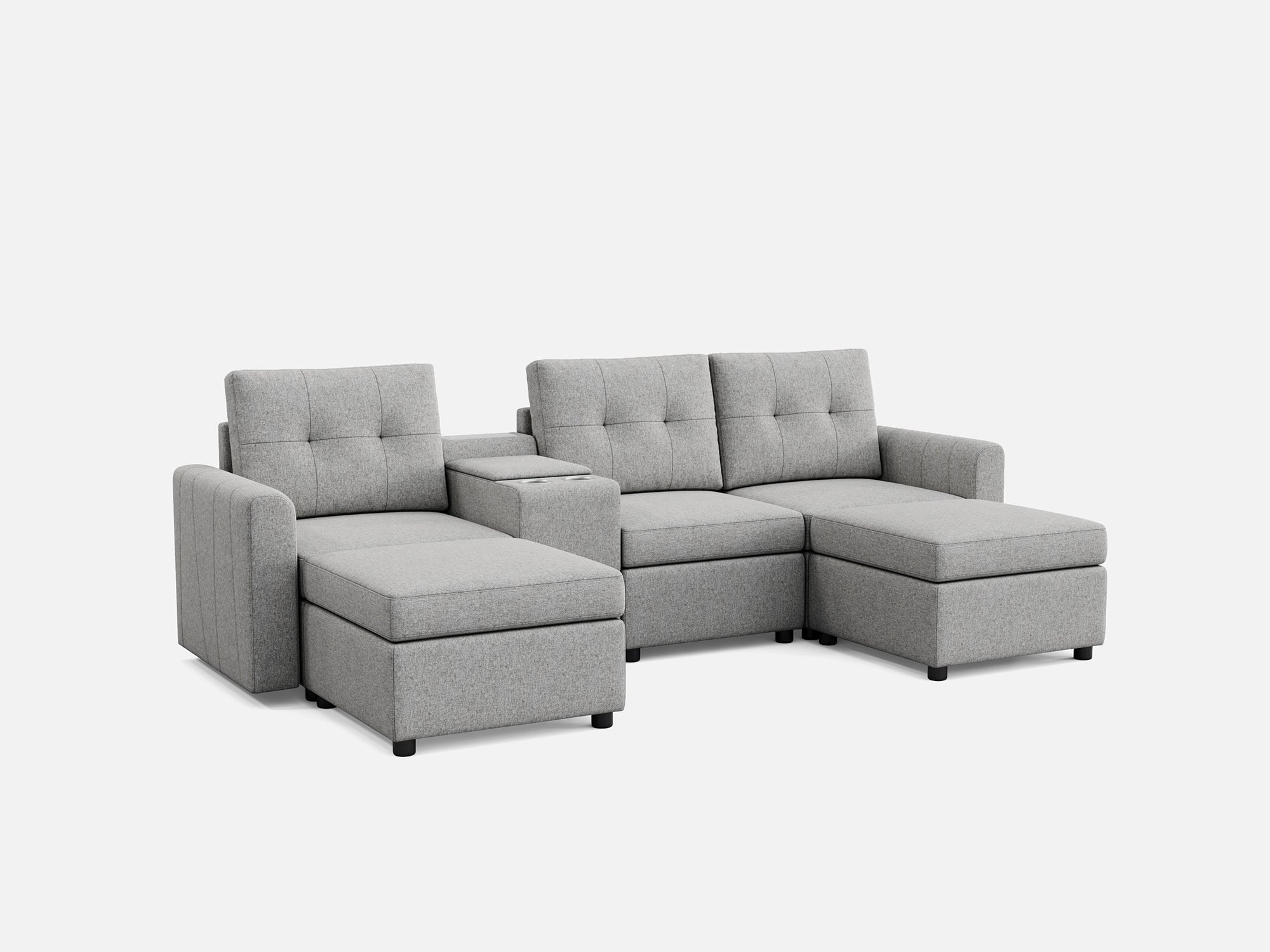 RUBIK III 3 Seats with 2 Ottomans & Console - LINSY HOME