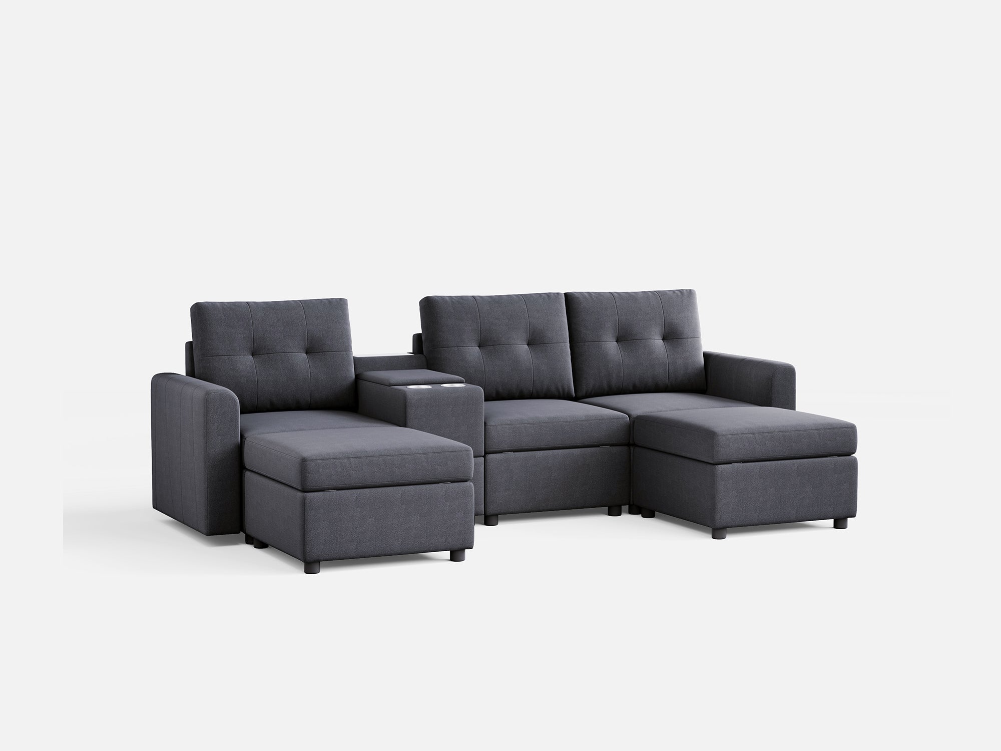 RUBIK III 3 Seats with 2 Ottomans & Console - LINSY HOME