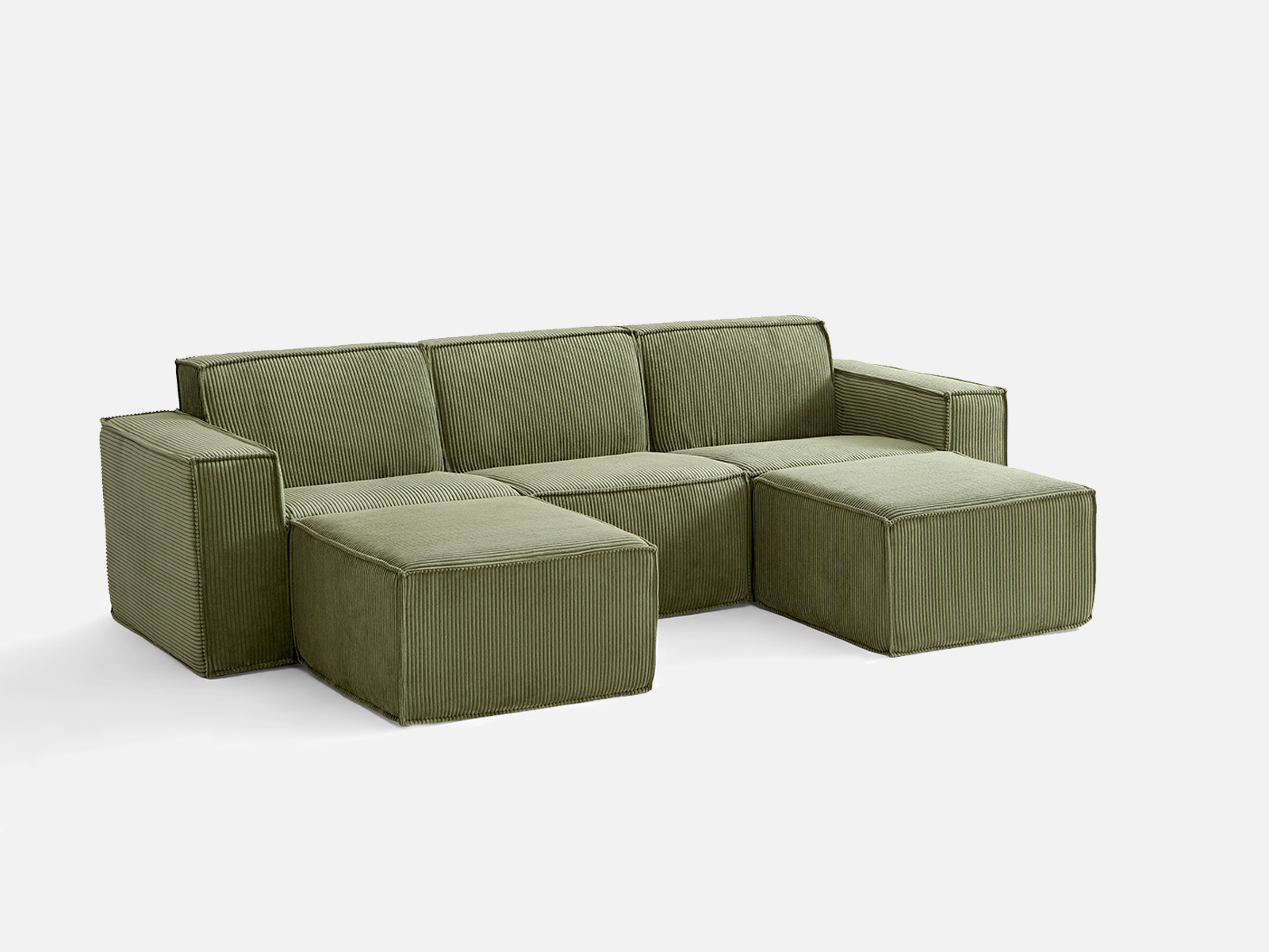 Pop-Seat 3 Seats with 2 Ottomans, Compressed Self-Inflating Foam Sofa - LINSY HOME