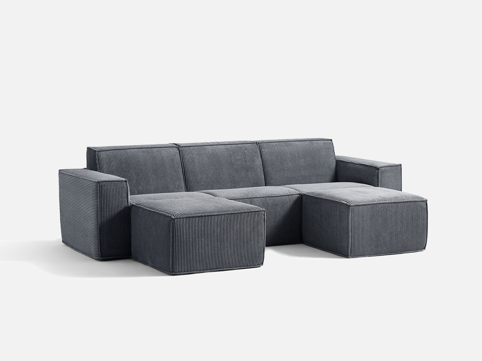 Pop-Seat 3 Seats with 2 Ottomans, Compressed Self-Inflating Foam Sofa - LINSY HOME