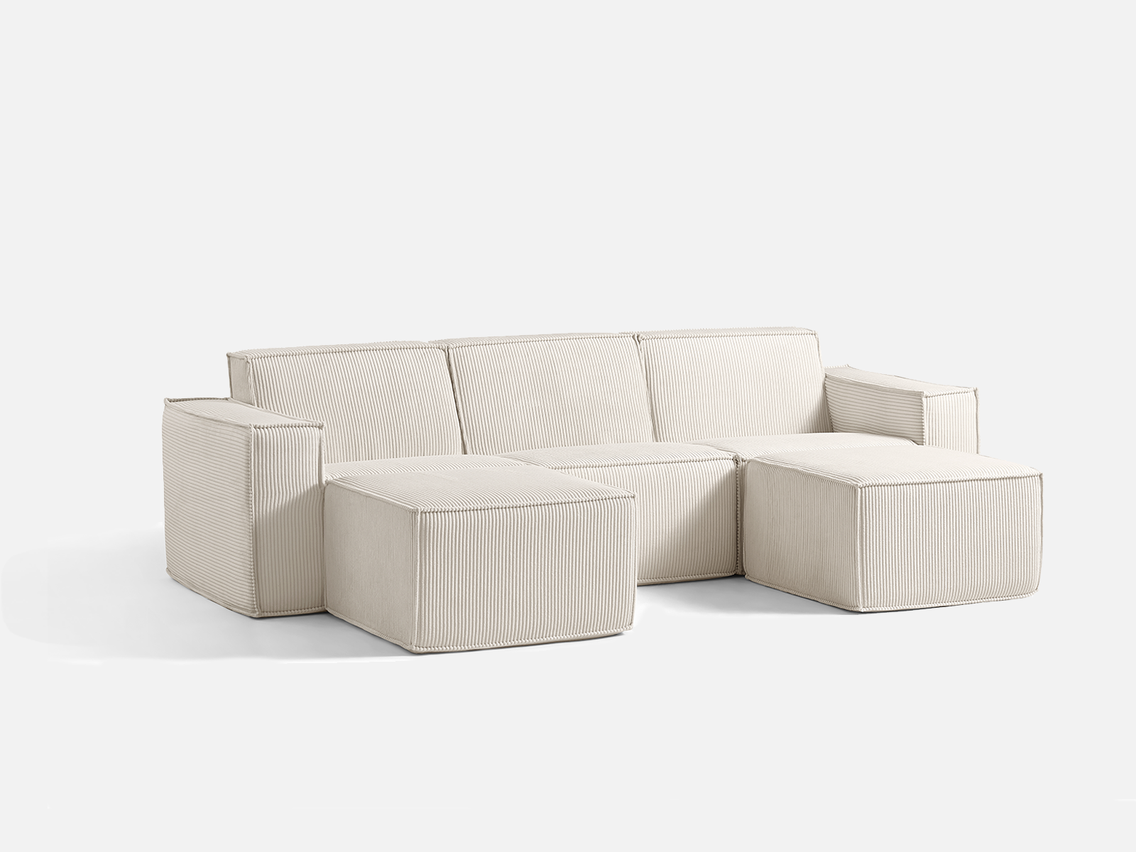 Pop-Seat 3 Seats with 2 Ottomans, Compressed Self-Inflating Foam Sofa - LINSY HOME