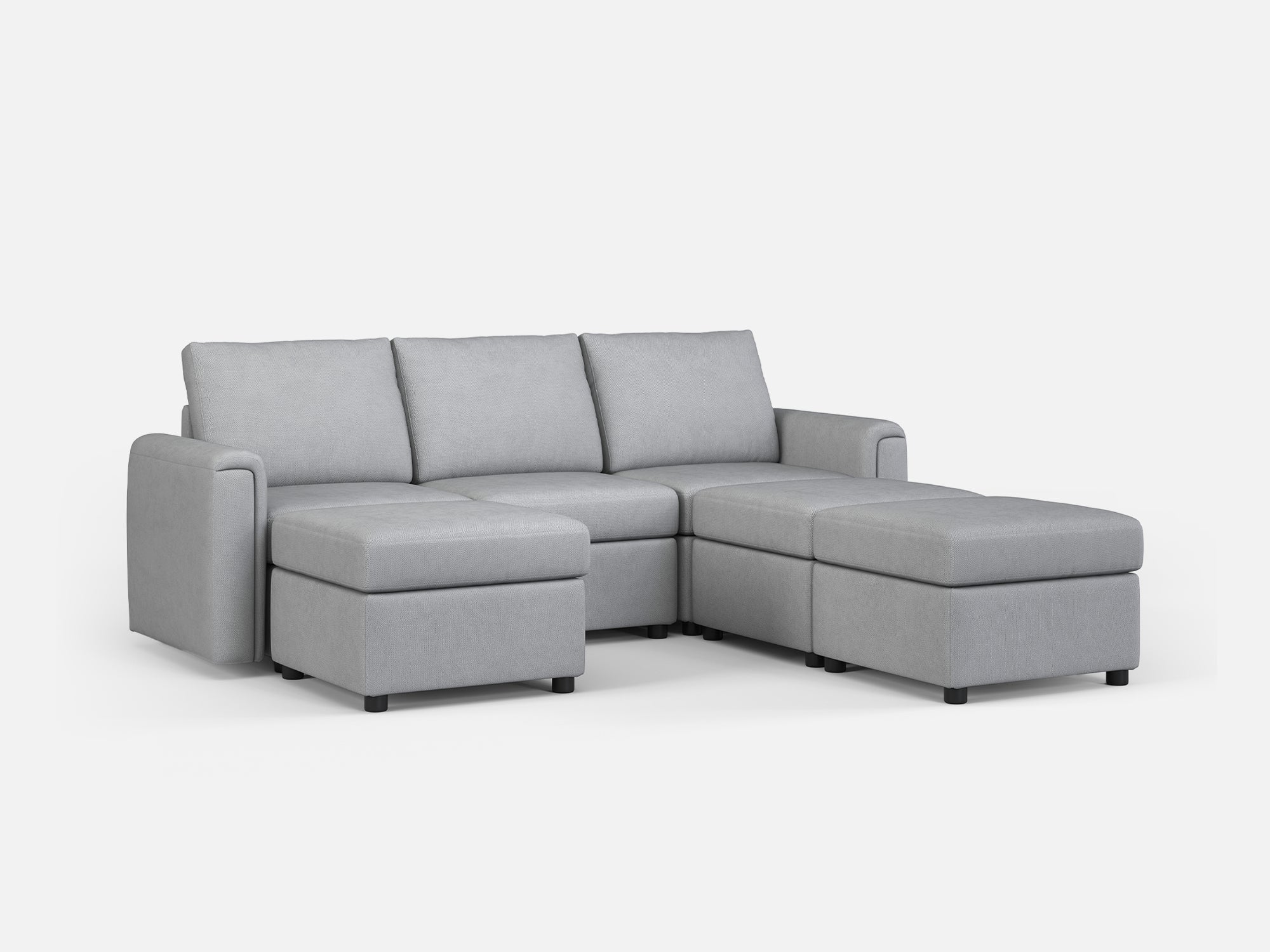 RUBIK I 3 Seats with 3 Ottomans - LINSY HOME