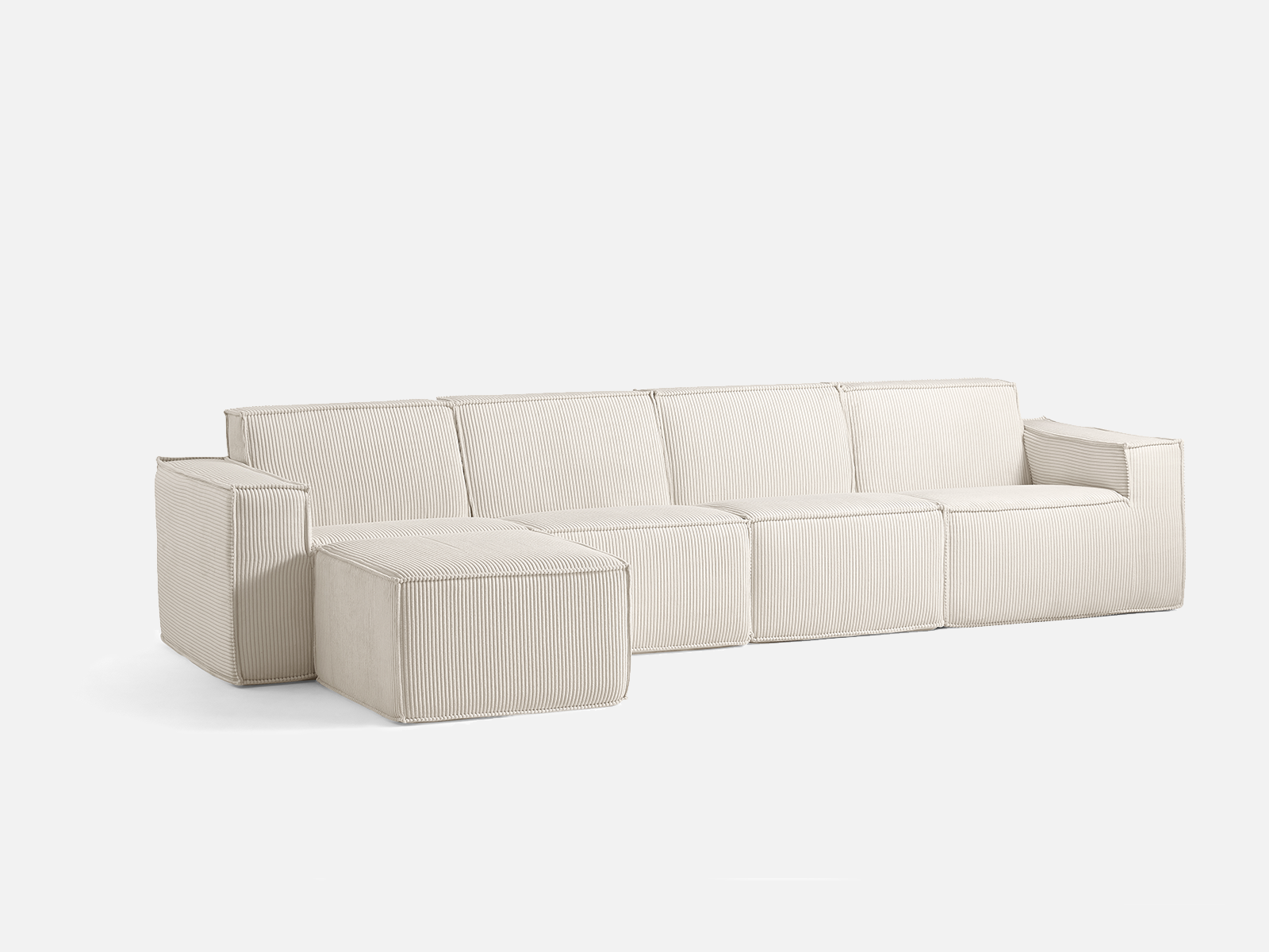 Pop-Seat 4 Seats with Ottoman, Compressed Self-Inflating Foam Sofa - LINSY HOME