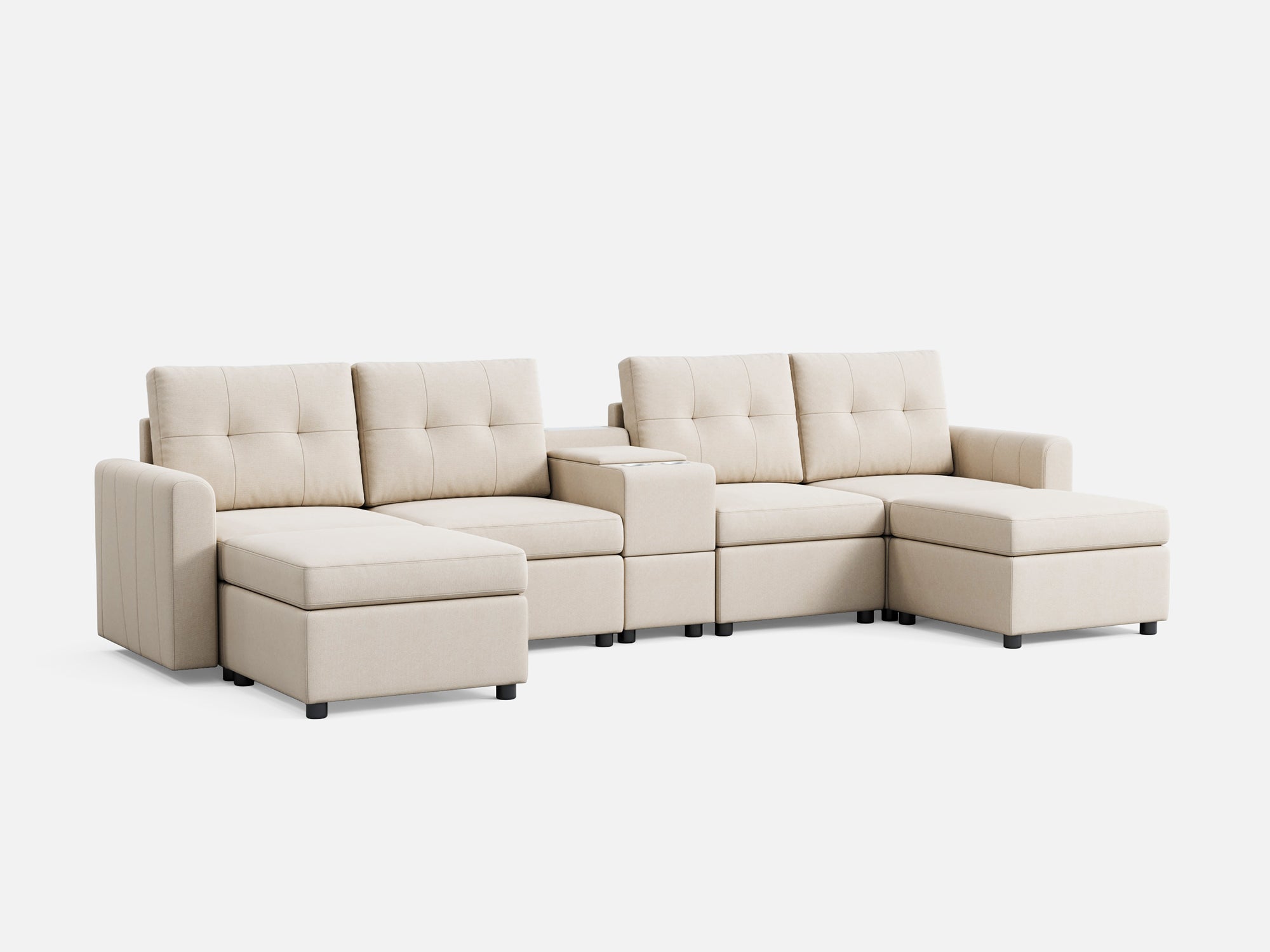 RUBIK III 4 Seats with 2 Ottomans & Console - LINSY HOME