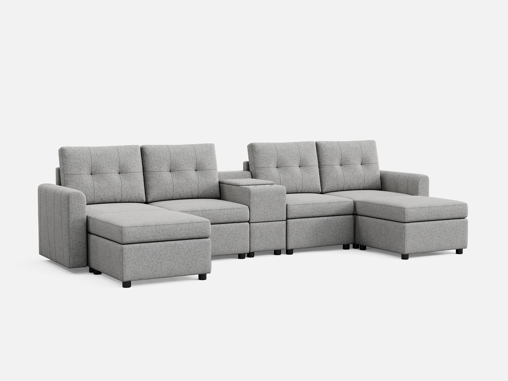 RUBIK III 4 Seats with 2 Ottomans & Console - LINSY HOME