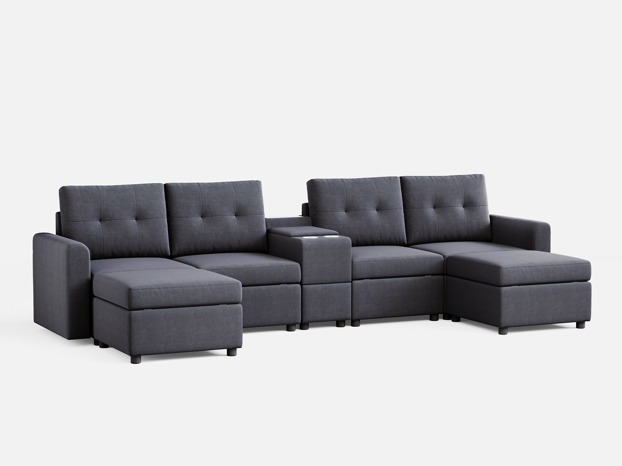 RUBIK III 4 Seats with 2 Ottomans & Console - LINSY HOME