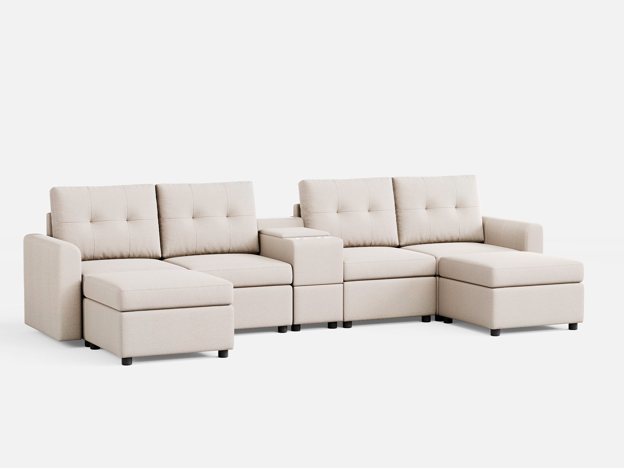 RUBIK III 4 Seats with 2 Ottomans & Console - LINSY HOME