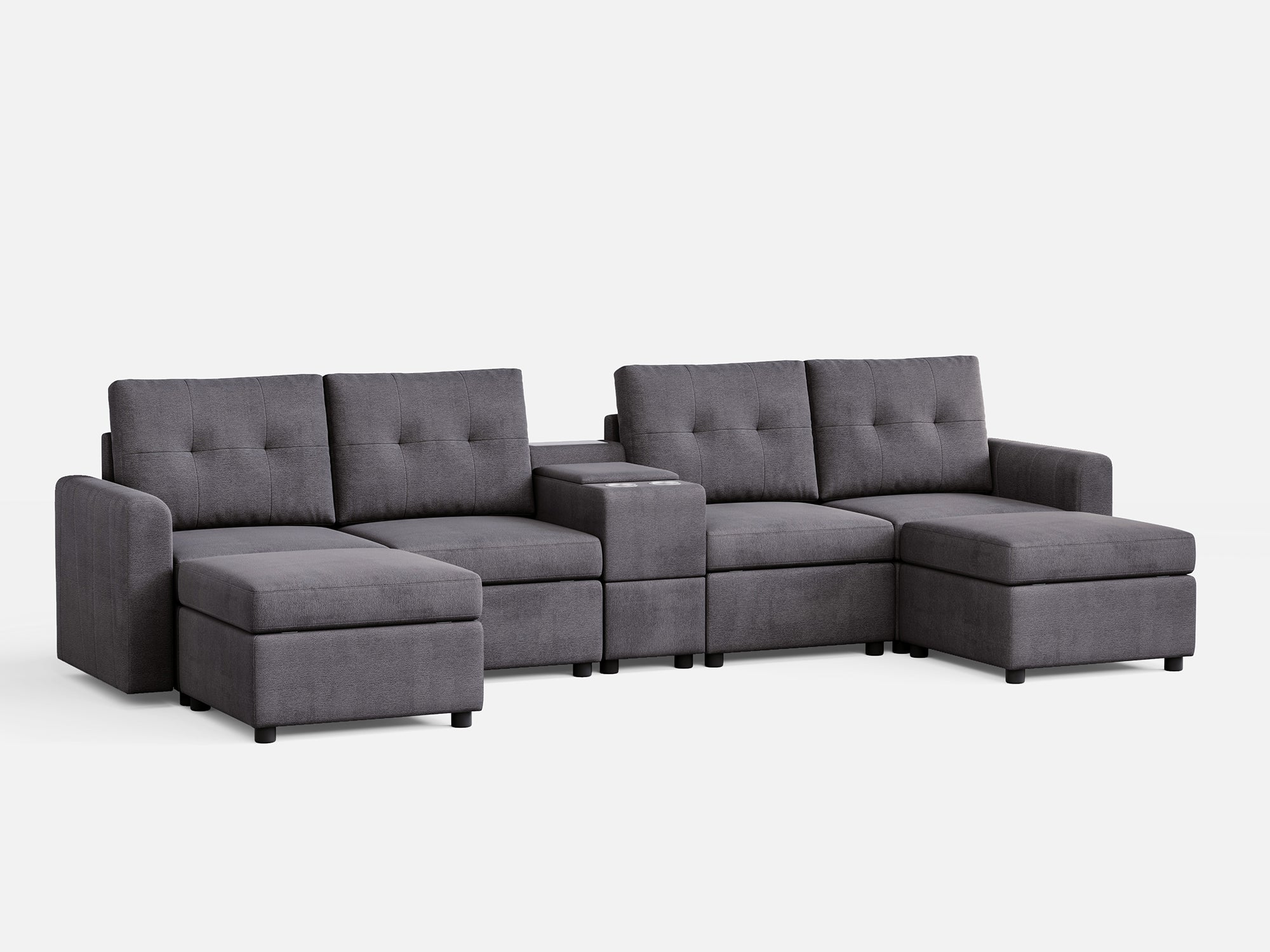 RUBIK III 4 Seats with 2 Ottomans & Console - LINSY HOME