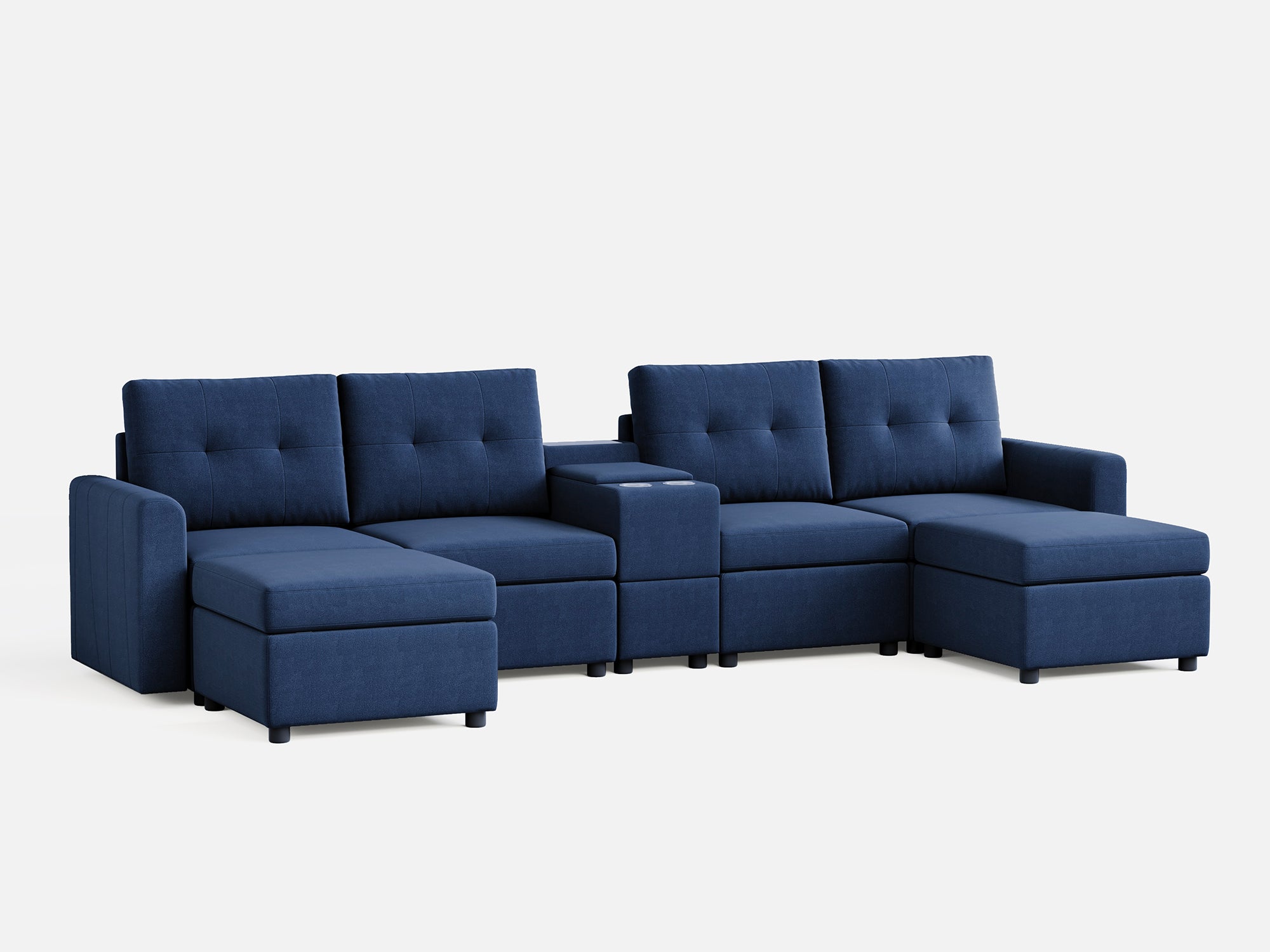 RUBIK III 4 Seats with 2 Ottomans & Console - LINSY HOME