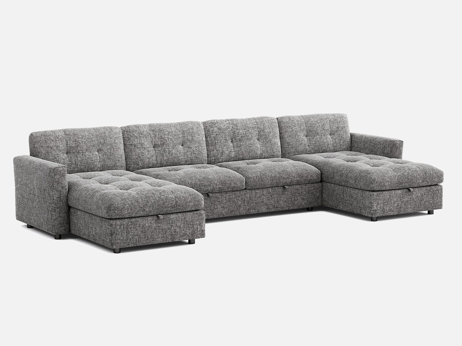Pop-Seat Sectional Sofa with 2 Seats and 2 Chaise Lounges