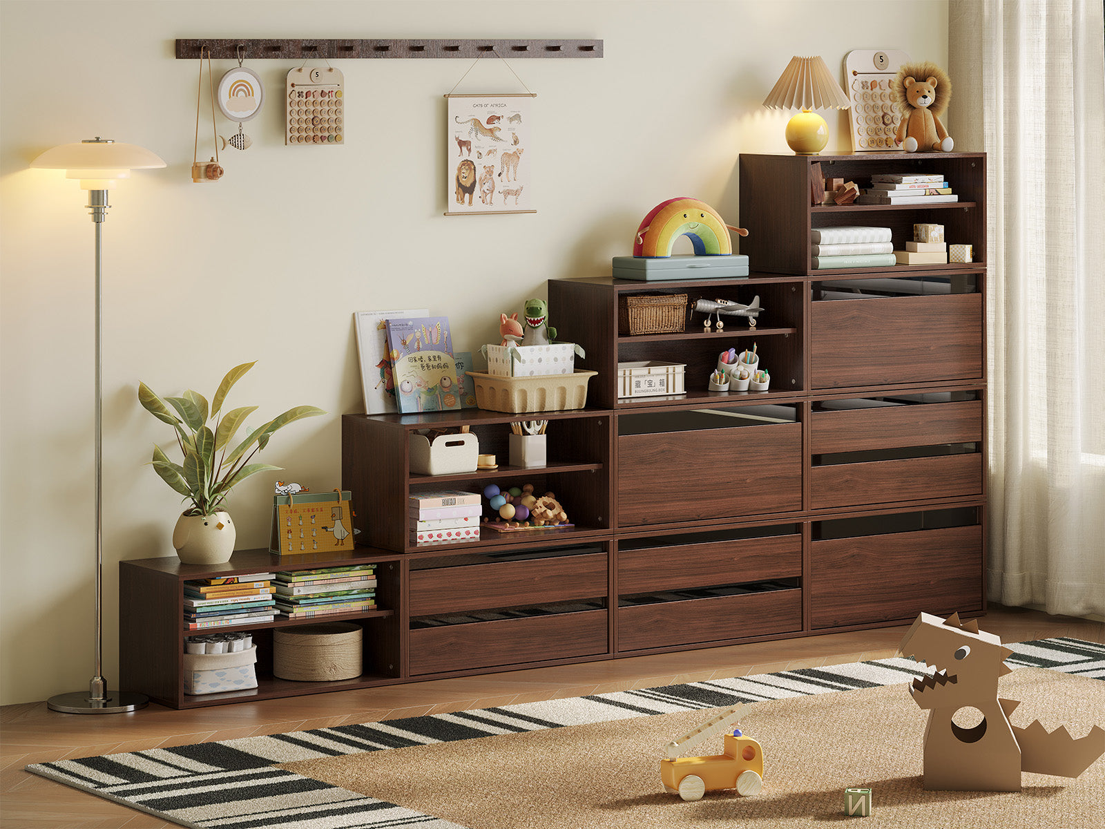 CABIK I 4 Open & 3 Single-Drawer & 3 Double-Drawer Cabinet