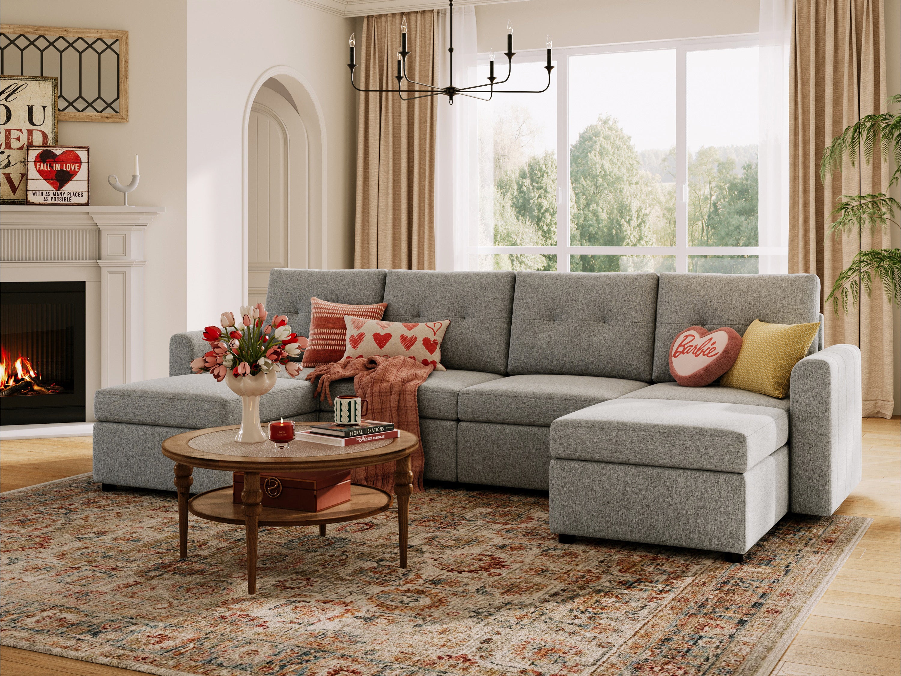 RUBIK III 4 Seats with 2 Ottomans - LINSY HOME