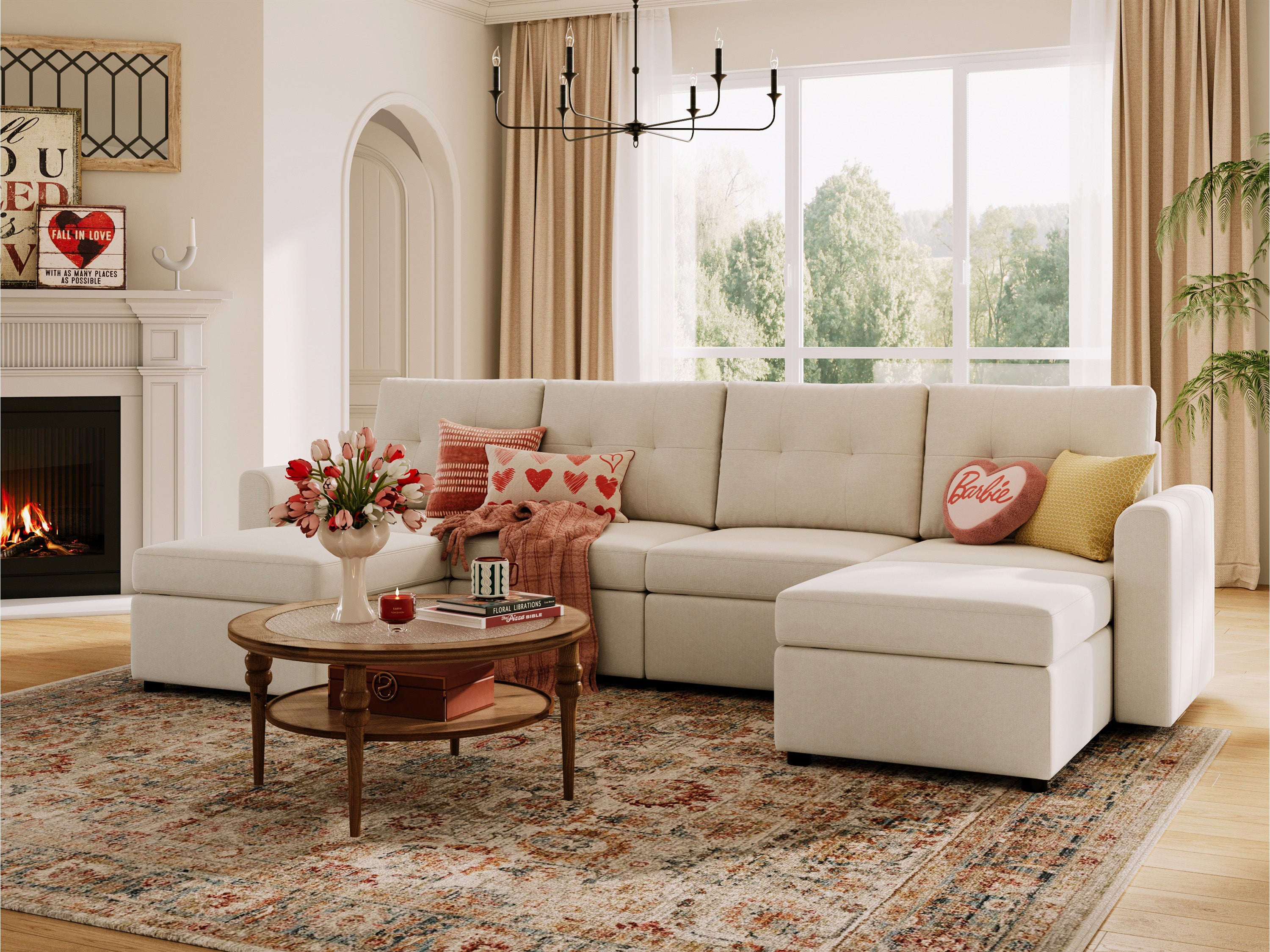 RUBIK III 4 Seats with 2 Ottomans - LINSY HOME