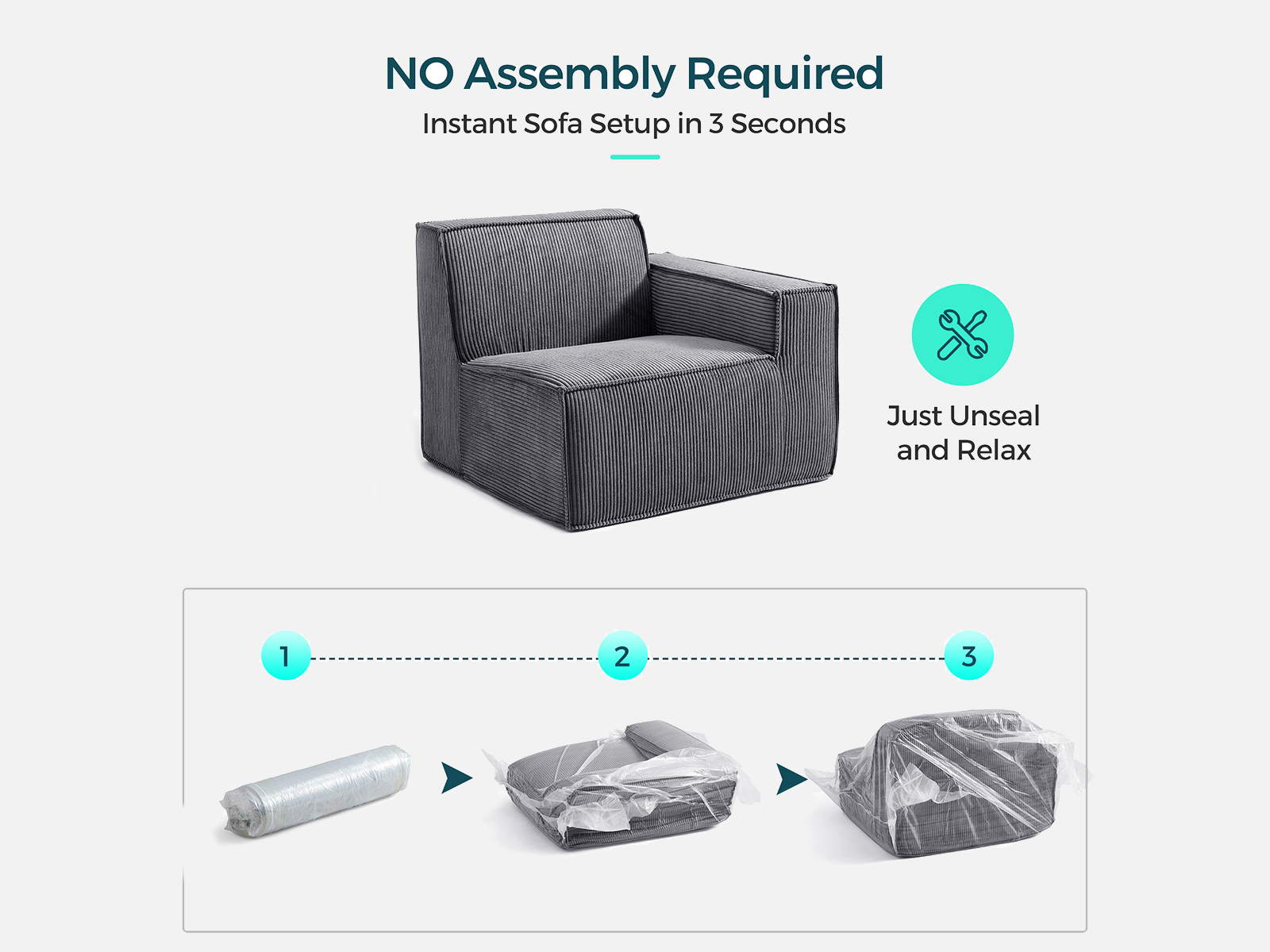 Pop-Seat 4 Seats with 2 Ottomans, Compressed Self-Inflating Foam Sofa - LINSY HOME