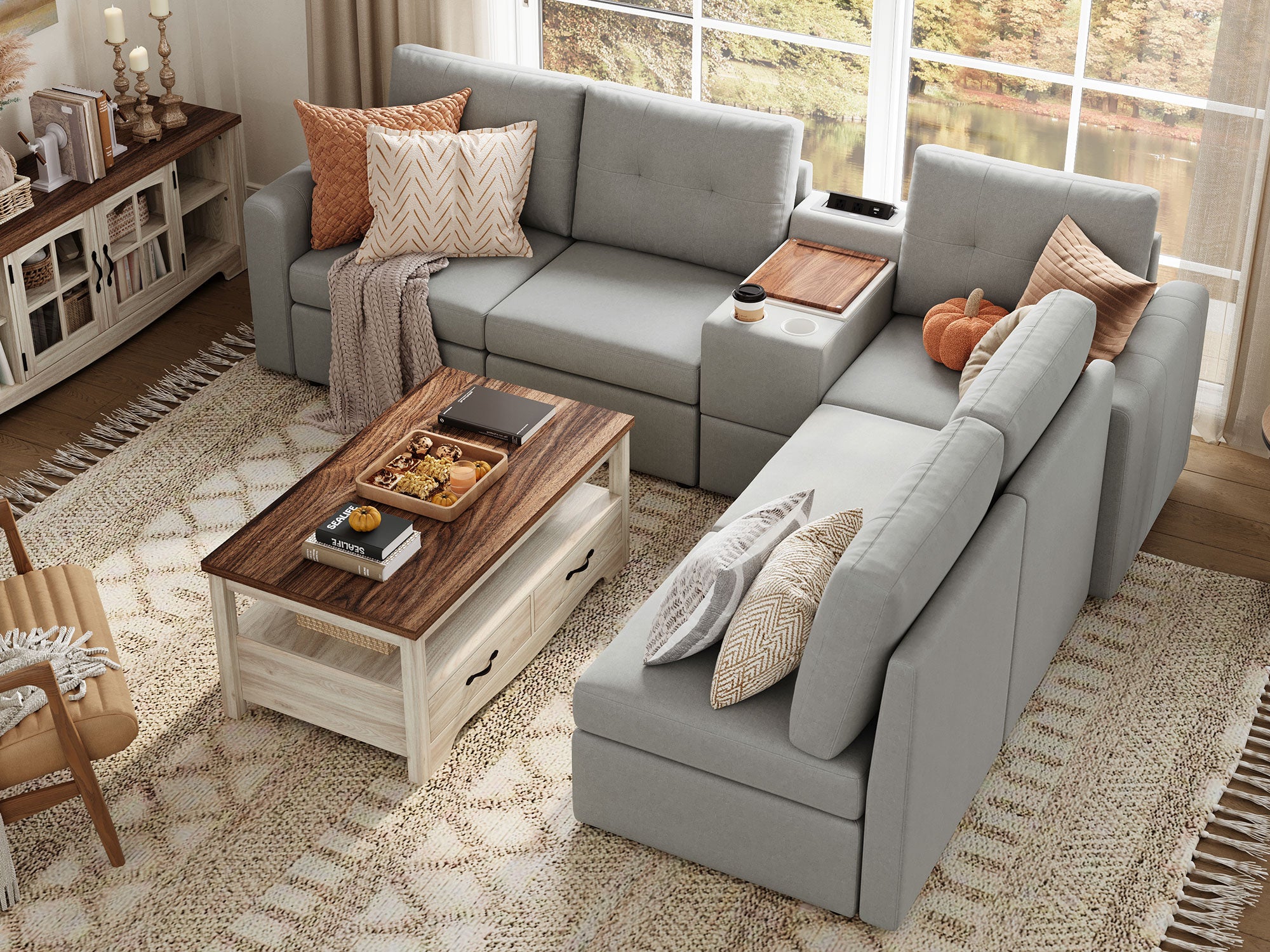 RUBIK III 5 Seats with Console - LINSY HOME