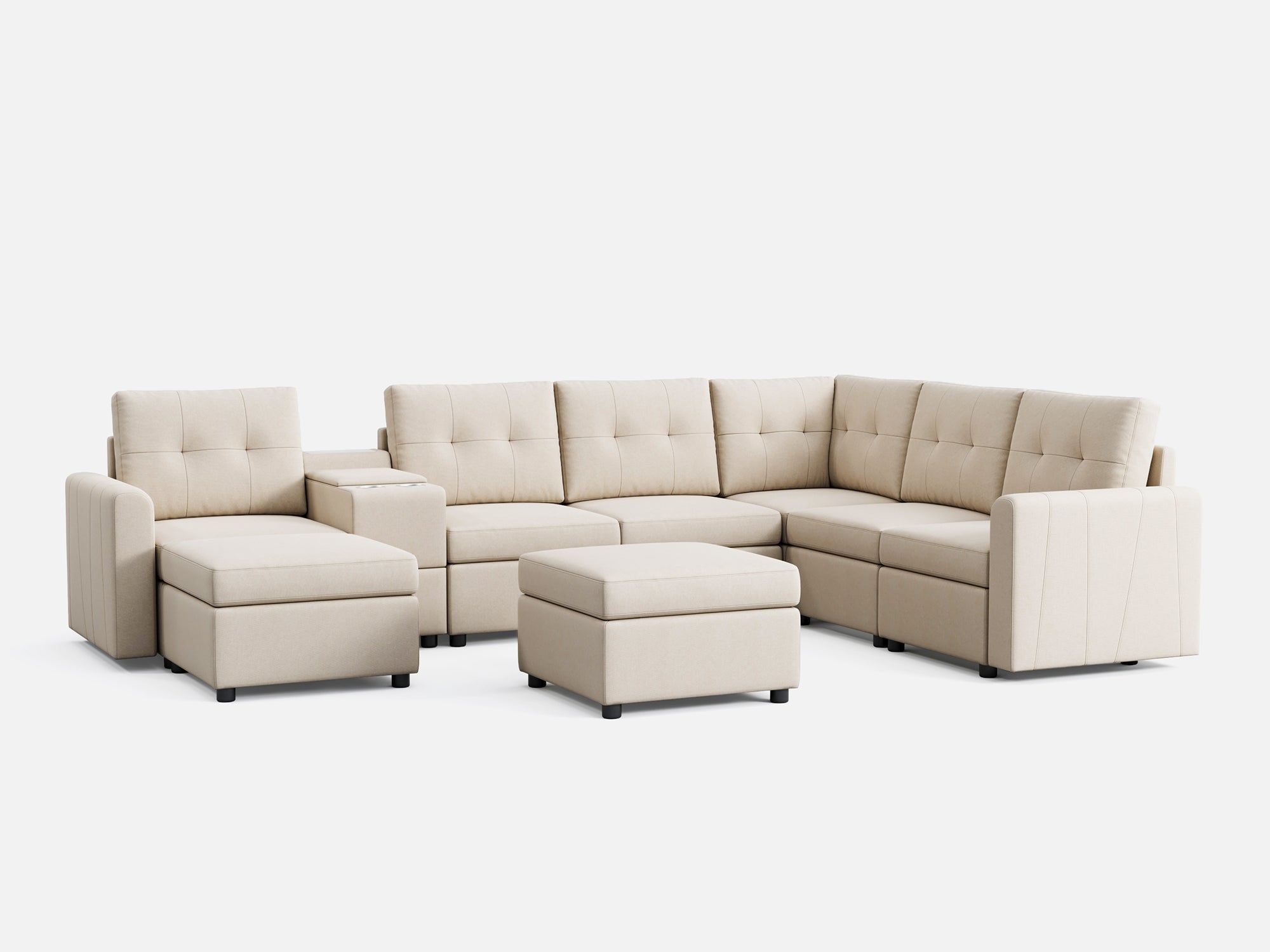 RUBIK III 5 Seats with 2 Ottomans & Corner & Console - LINSY HOME
