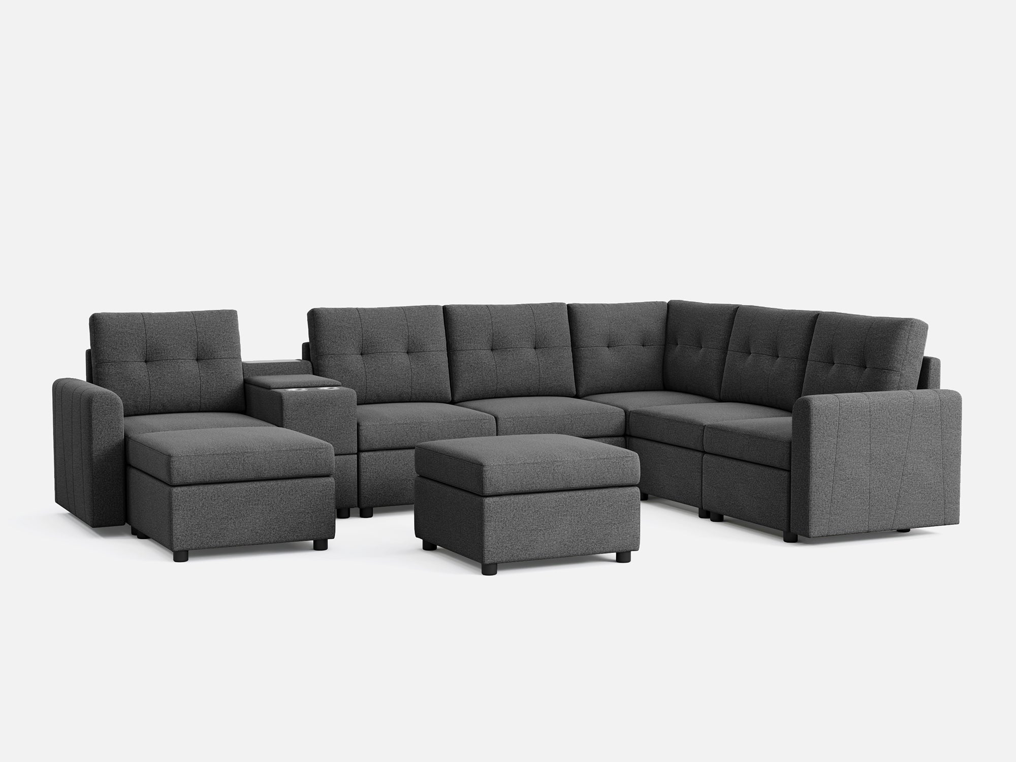 RUBIK III 5 Seats with 2 Ottomans & Corner & Console - LINSY HOME