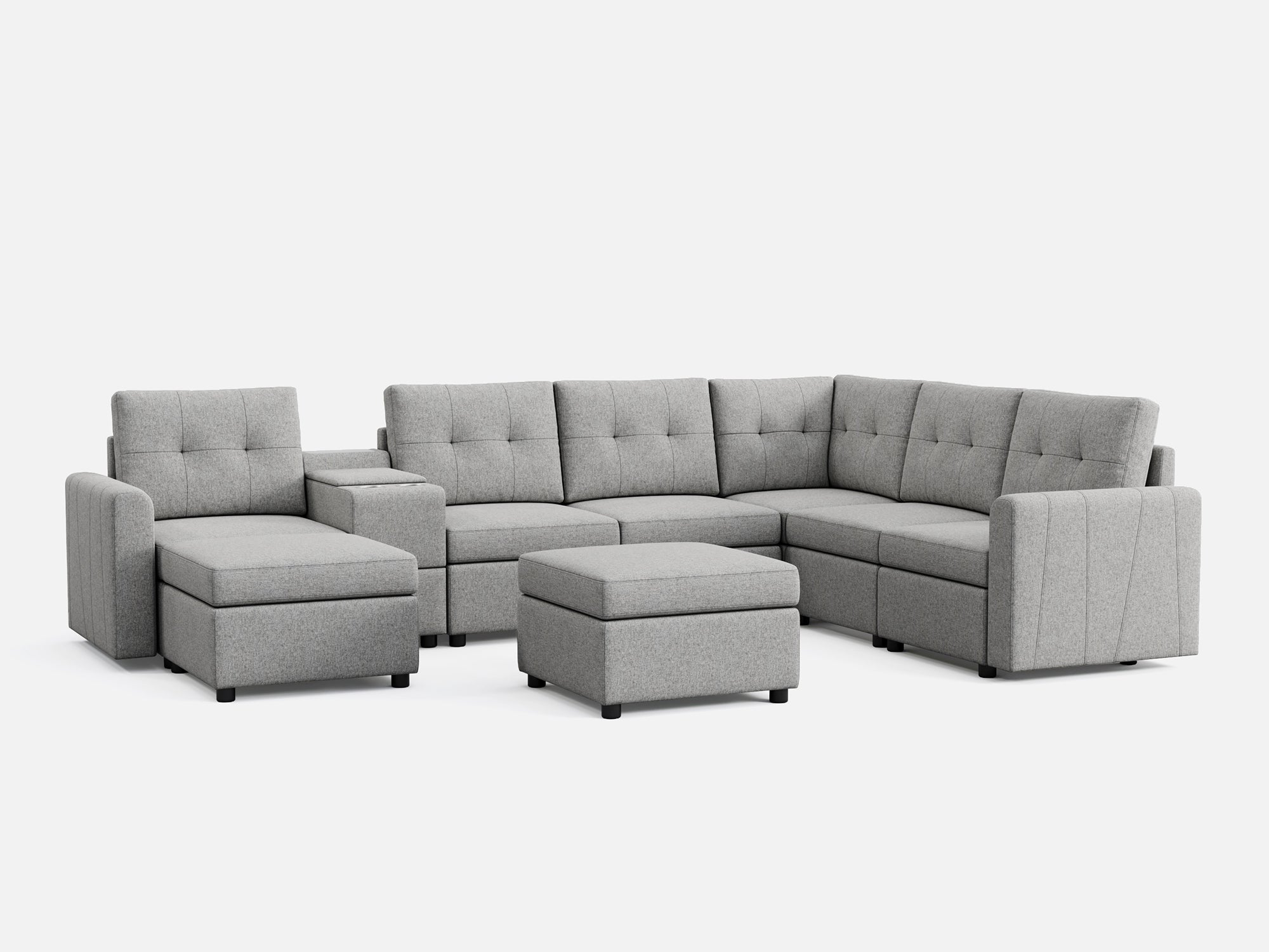 RUBIK III 5 Seats with 2 Ottomans & Corner & Console - LINSY HOME