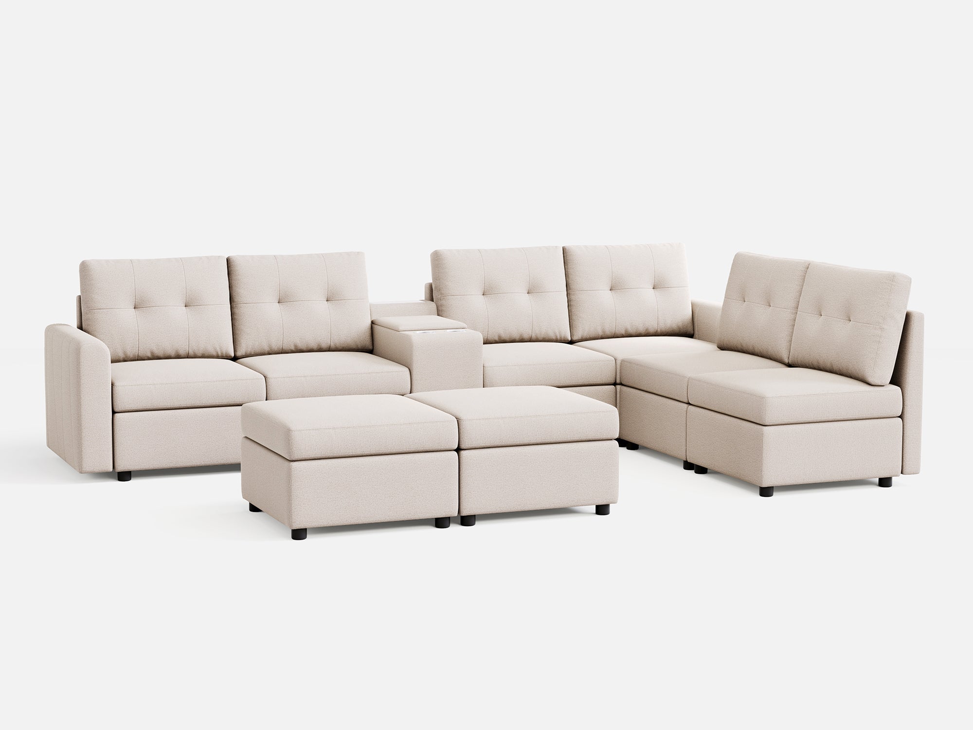 RUBIK III 6 Seats with 2 Ottomans & Console - LINSY HOME