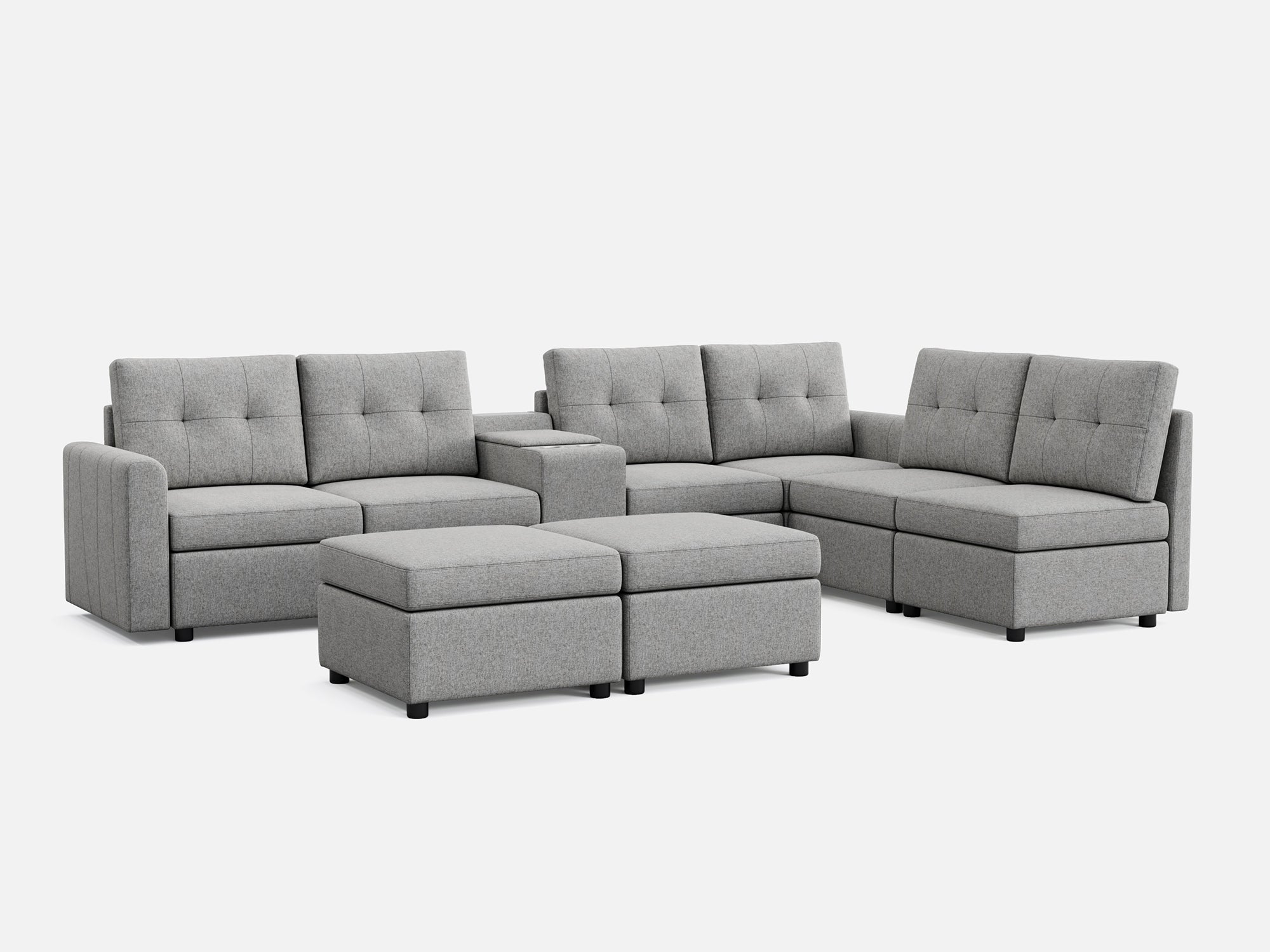 RUBIK III 6 Seats with 2 Ottomans & Console - LINSY HOME