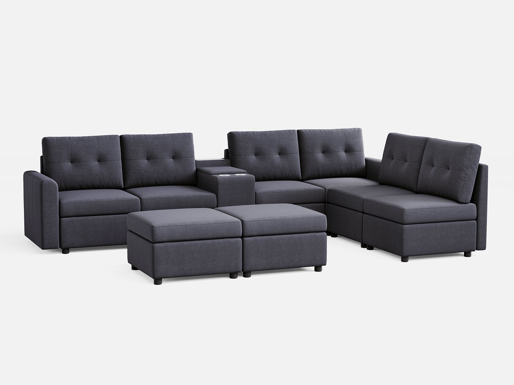 RUBIK III 6 Seats with 2 Ottomans & Console - LINSY HOME