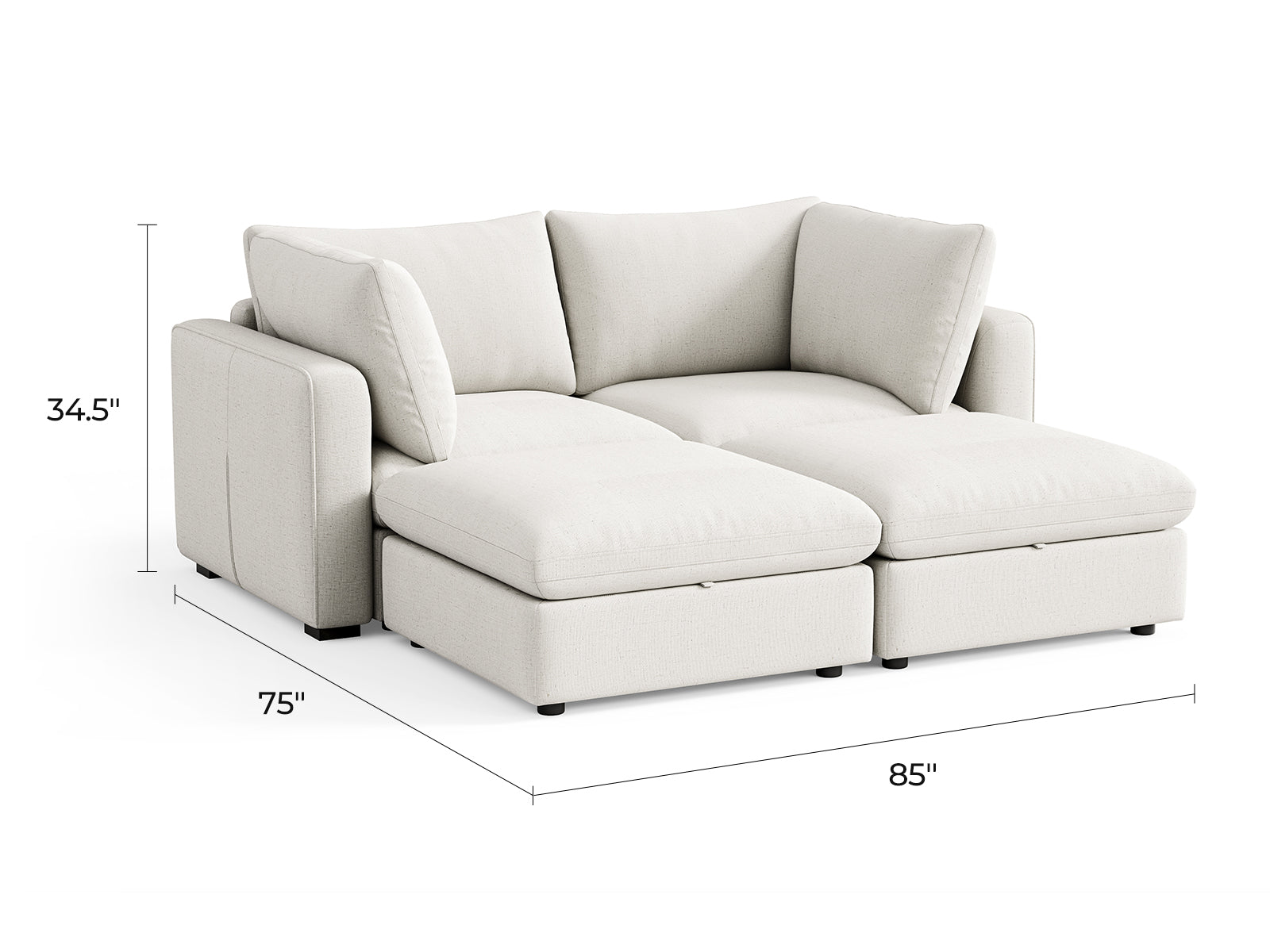 RUBIK V Linen 2 Seats with 2 Ottomans