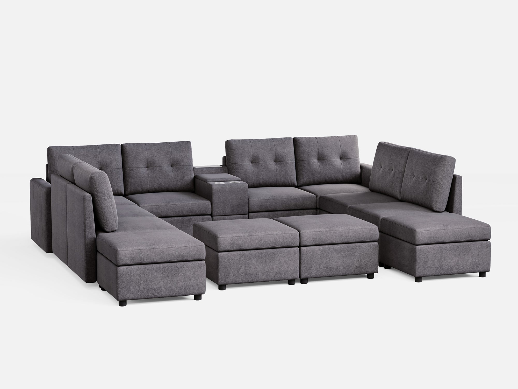 RUBIK III 8 Seats with 4 Ottomans & Console - LINSY HOME