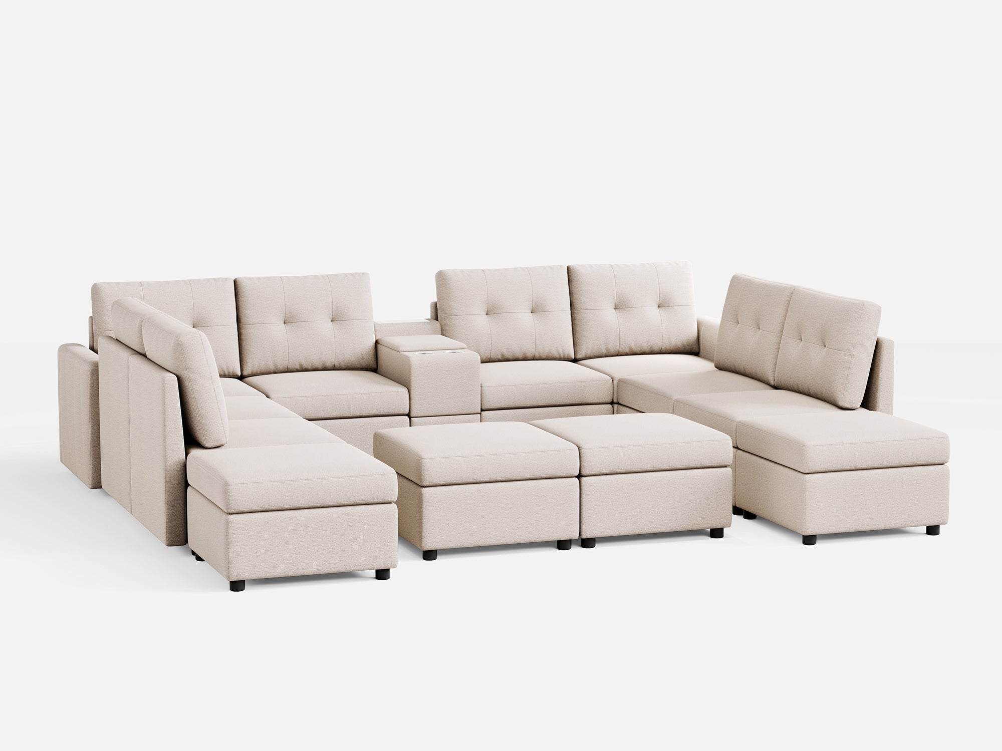 RUBIK III 8 Seats with 4 Ottomans & Console - LINSY HOME