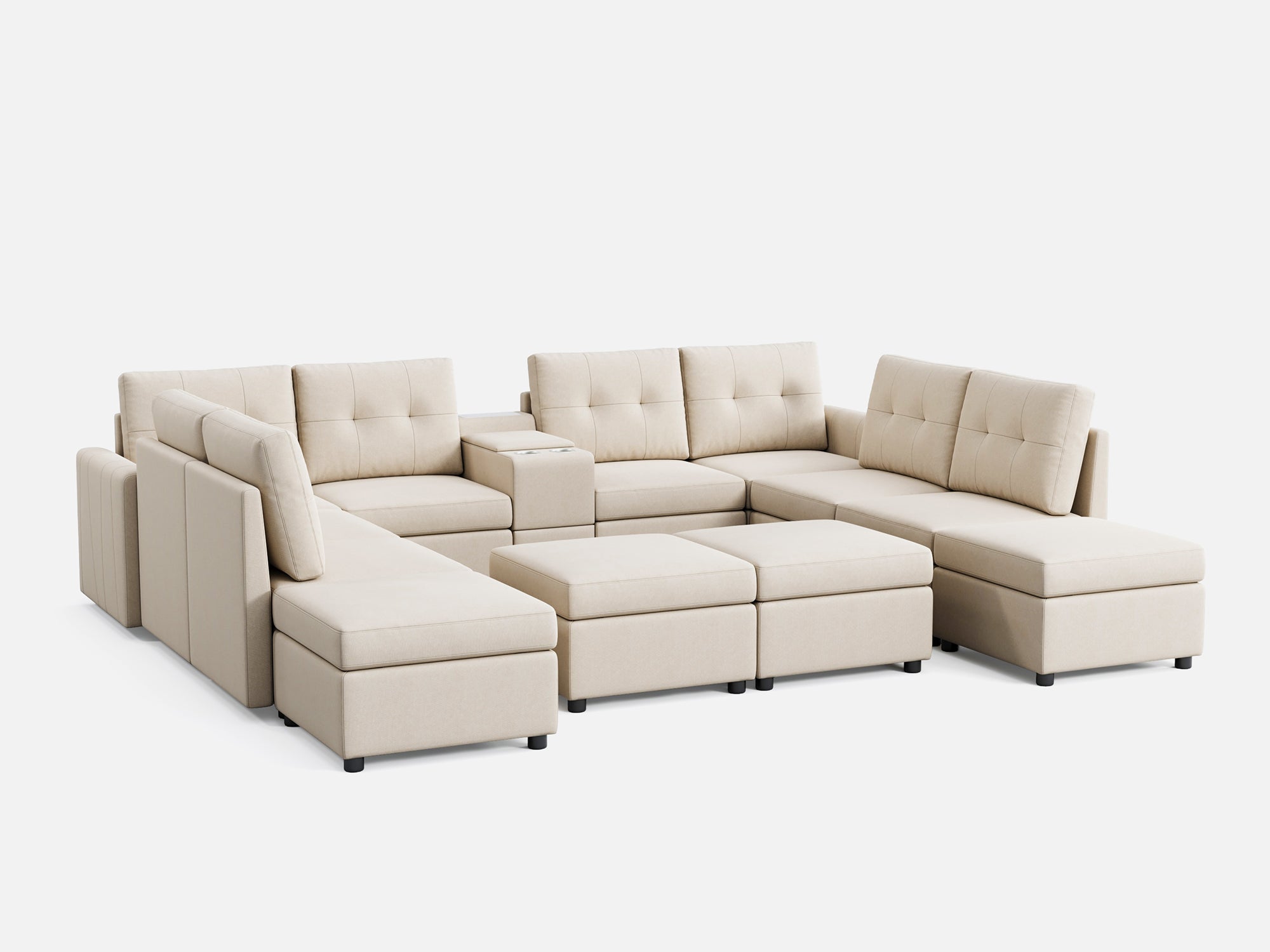 RUBIK III 8 Seats with 4 Ottomans & Console - LINSY HOME