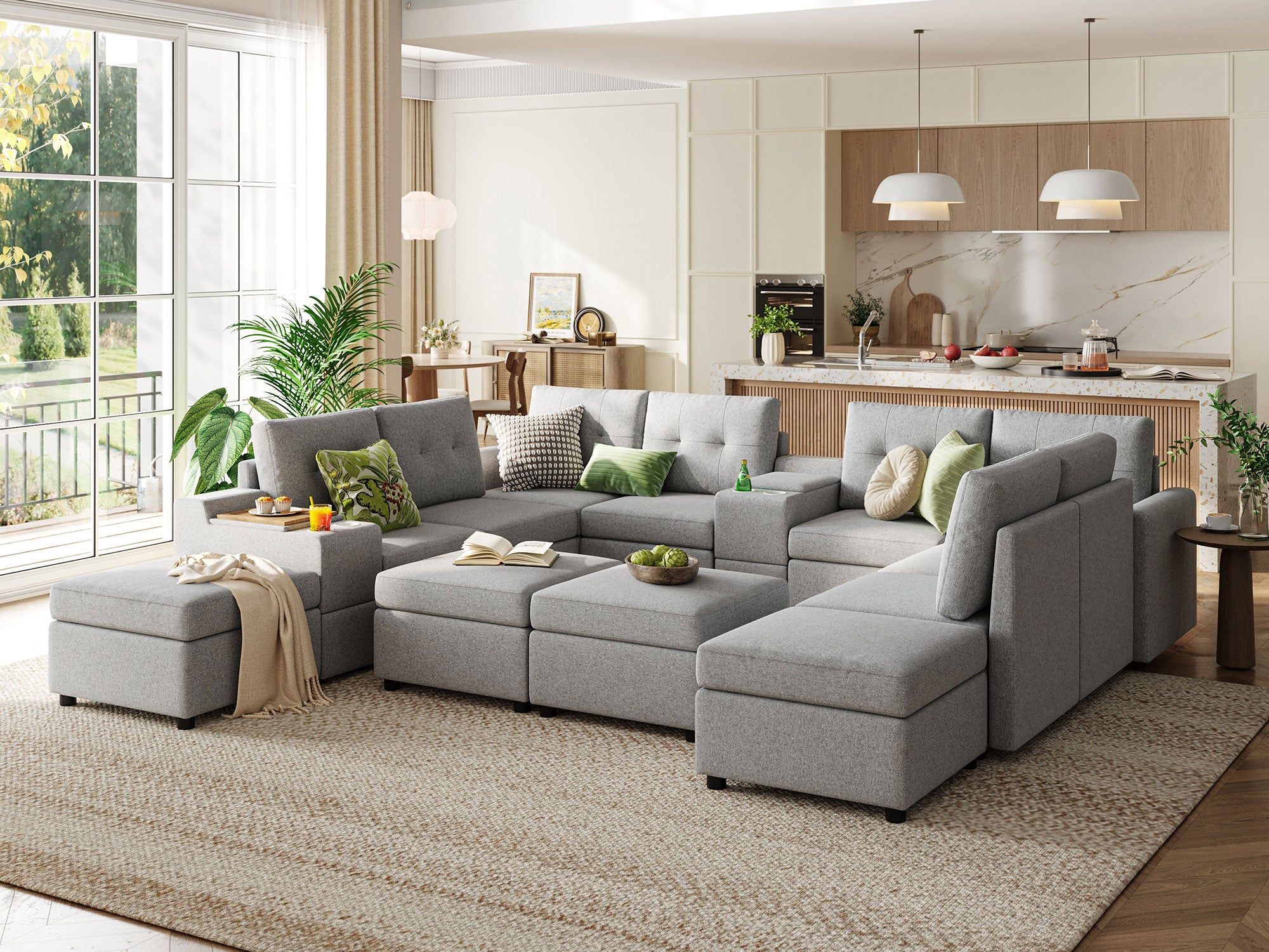 RUBIK III 8 Seats with 4 Ottomans & 2 Consoles - LINSY HOME