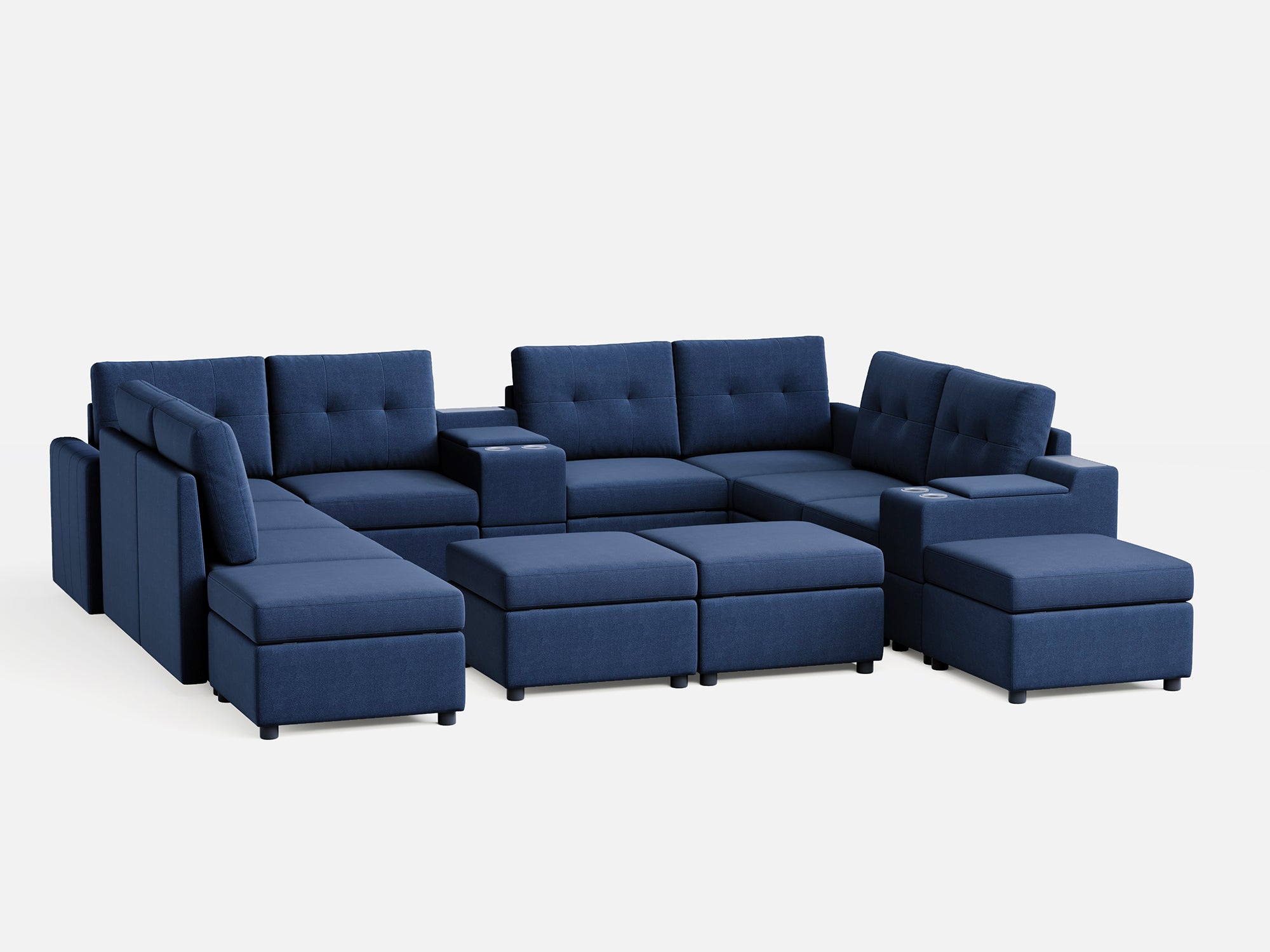 RUBIK III 8 Seats with 4 Ottomans & 2 Consoles - LINSY HOME