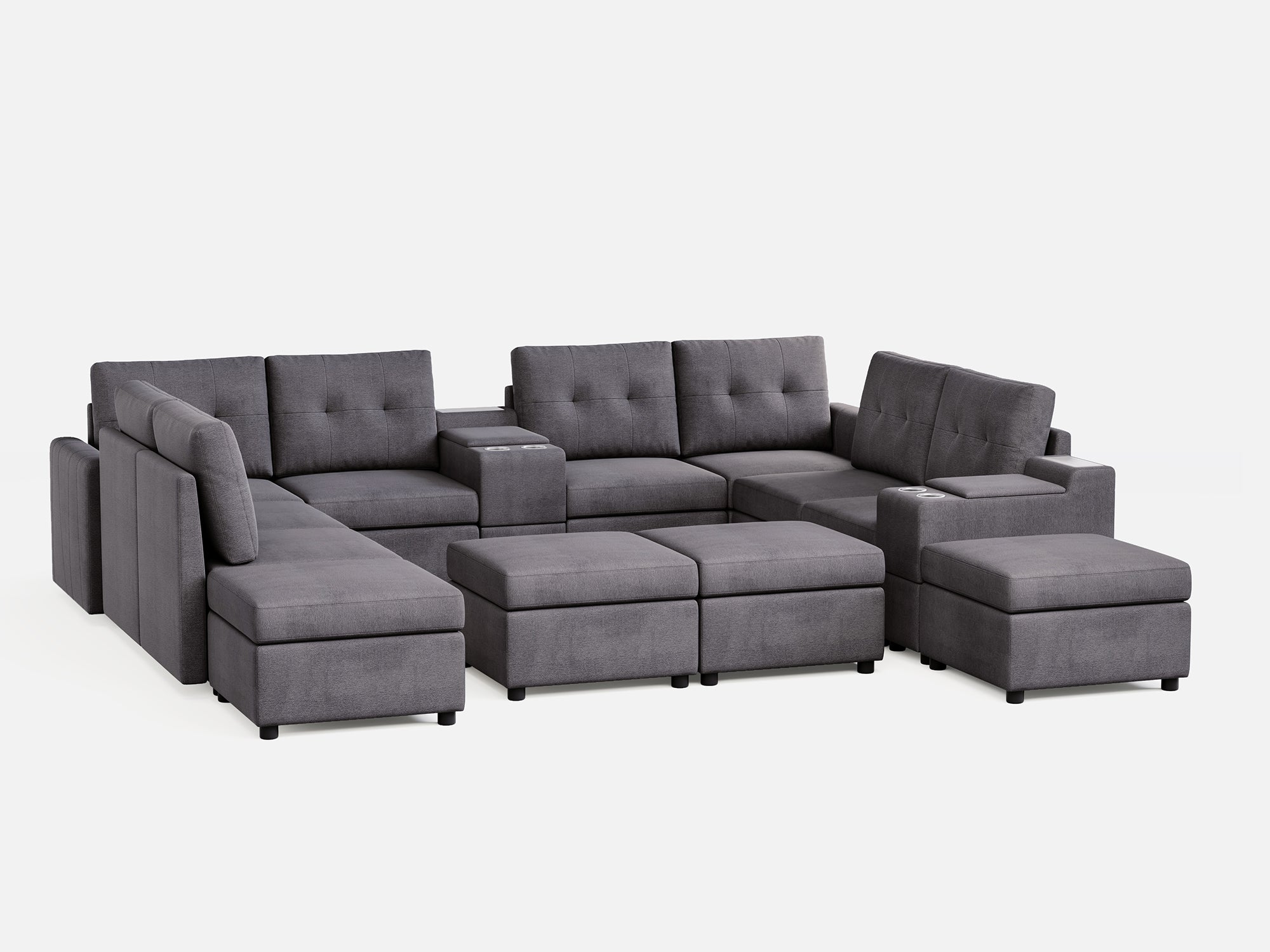 RUBIK III 8 Seats with 4 Ottomans & 2 Consoles - LINSY HOME